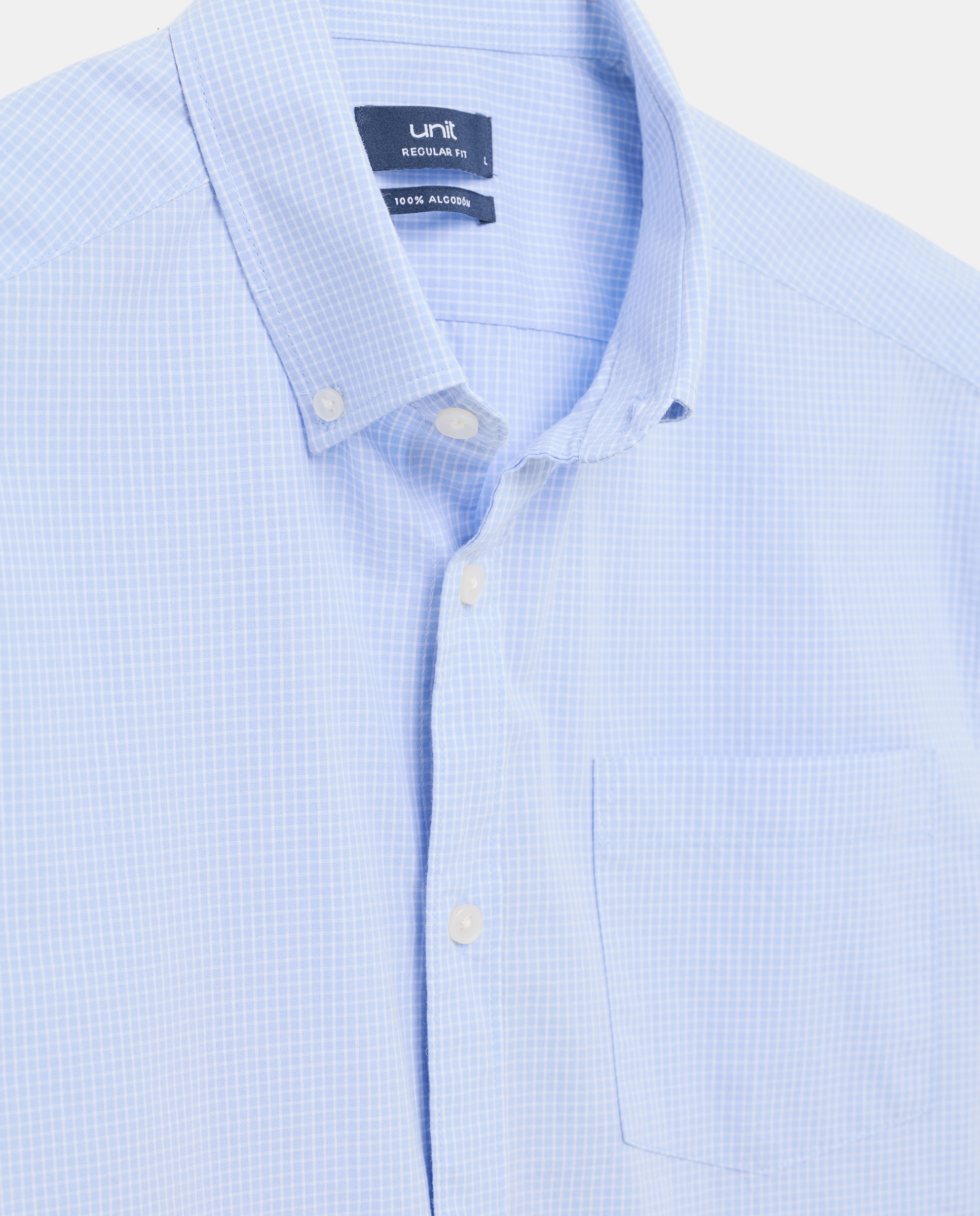 Camisa sport manga corta hombre popelín 400 Azul-5