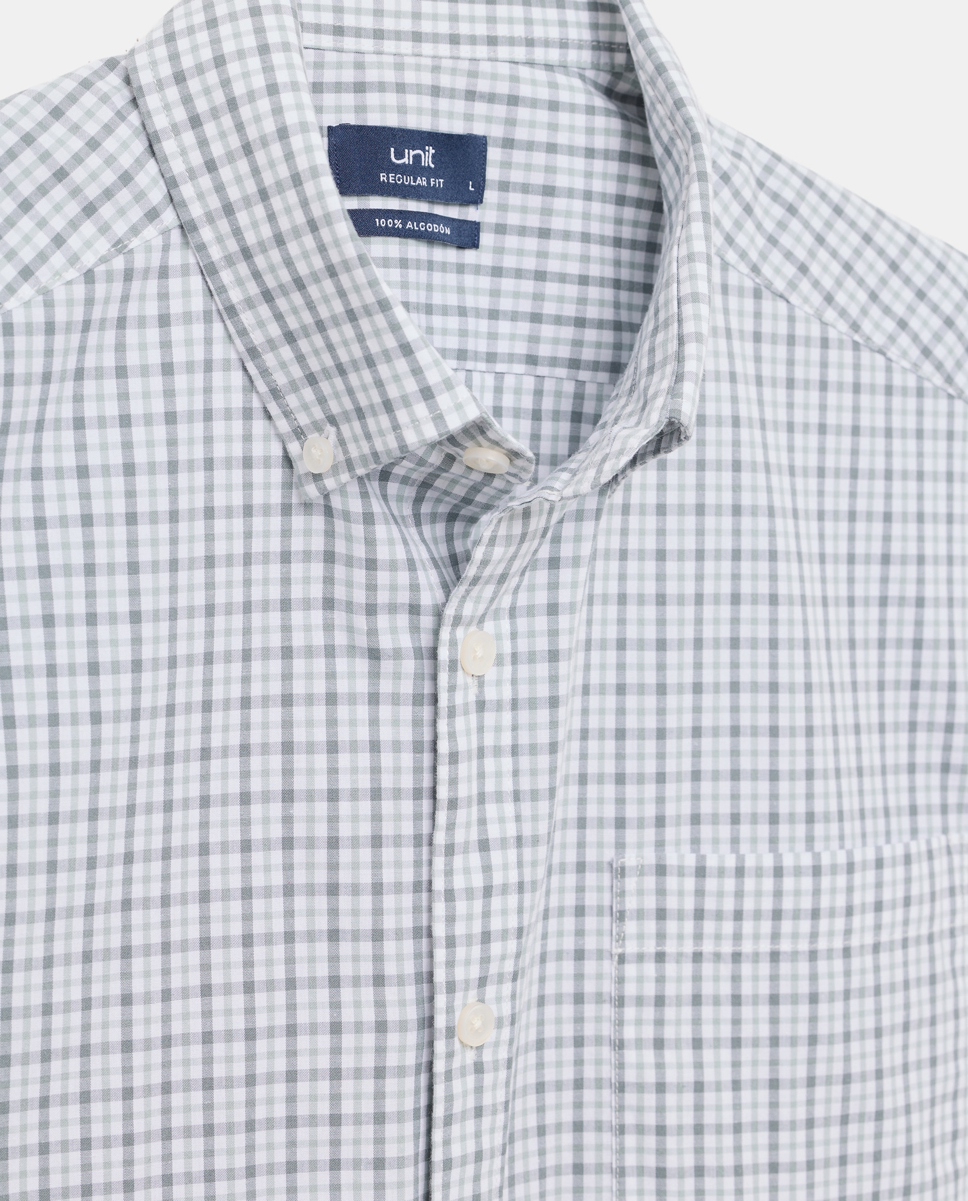 Camisa sport manga corta hombre popelín 510 Verde claro-5
