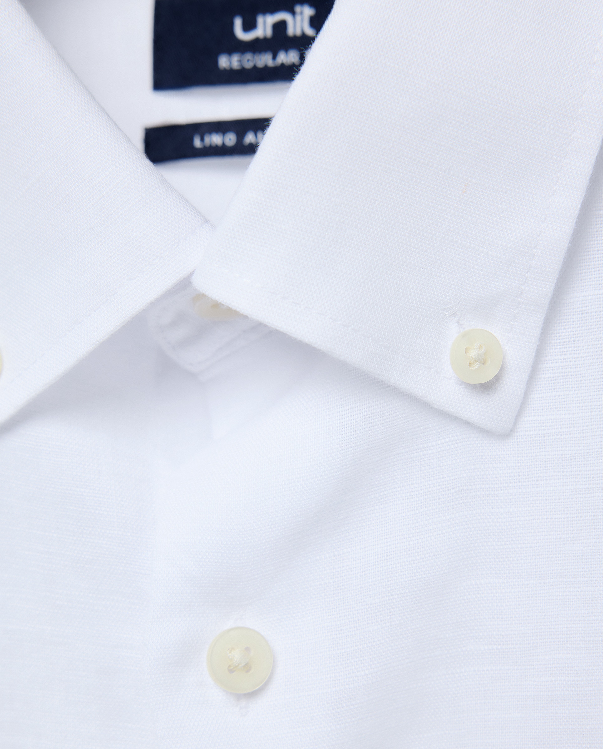 Camisa sport hombre lino y algodon lisa Blanco-5
