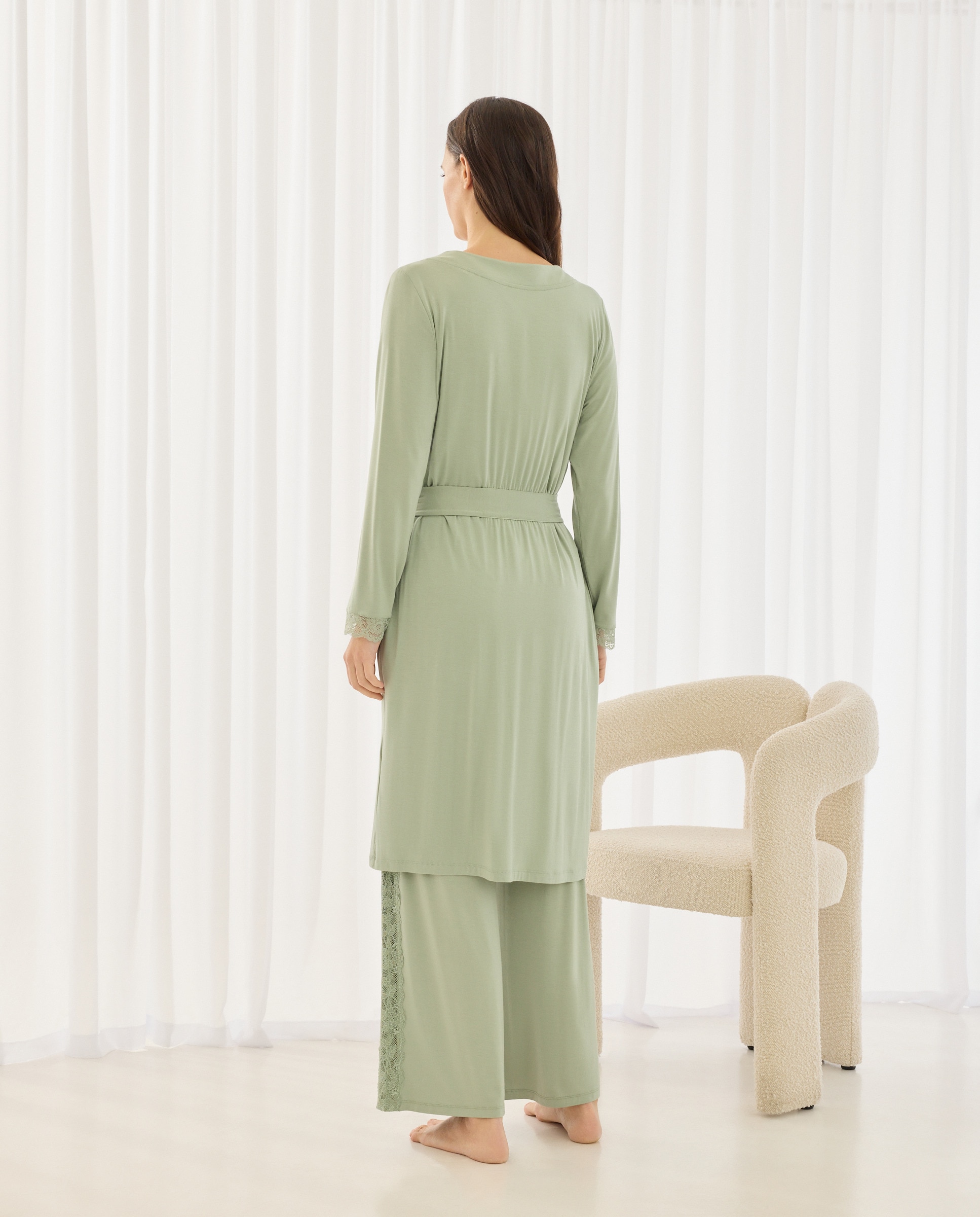 Robe de Viscose Liso Verde-2