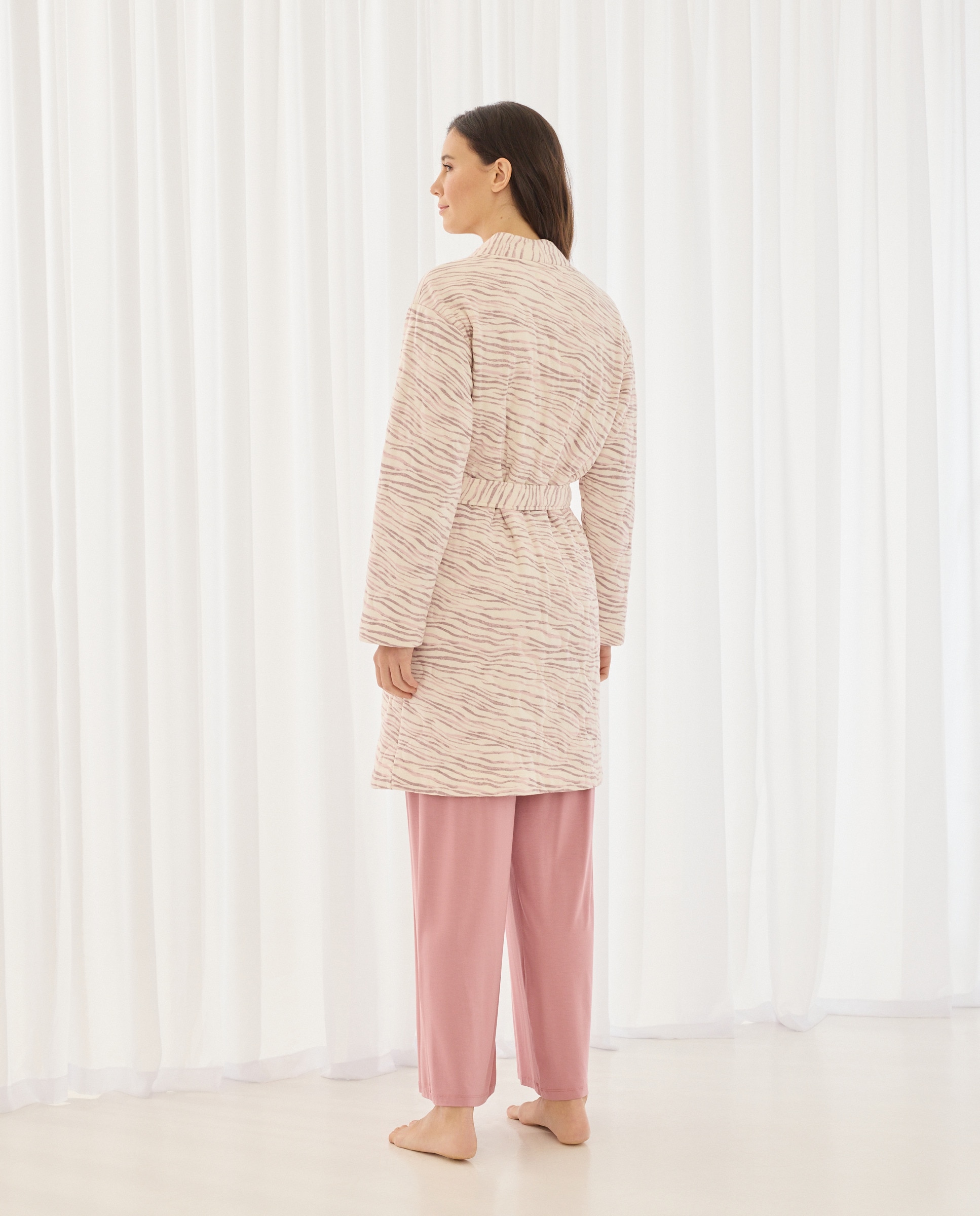 Robe Acolchoado com Animal Print de Zebra Branco-2