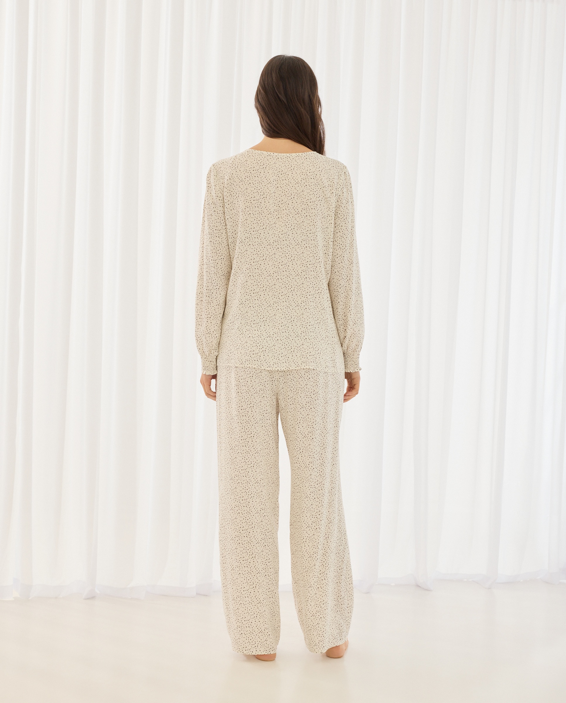 Pijama com Estampado Floral e Mangas em Balão Rice Paper-2