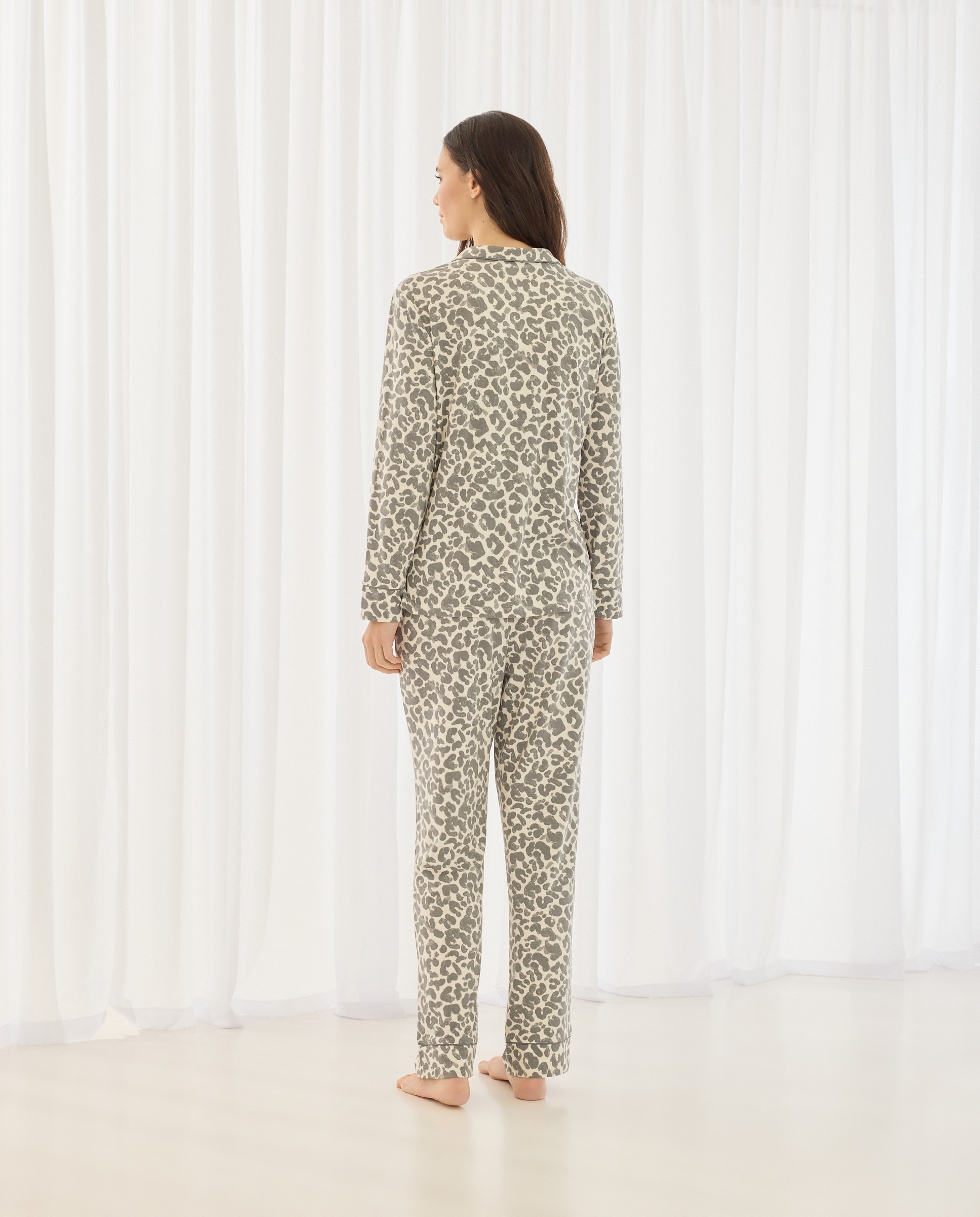 Pijama Camiseiro Estampado Branco-2