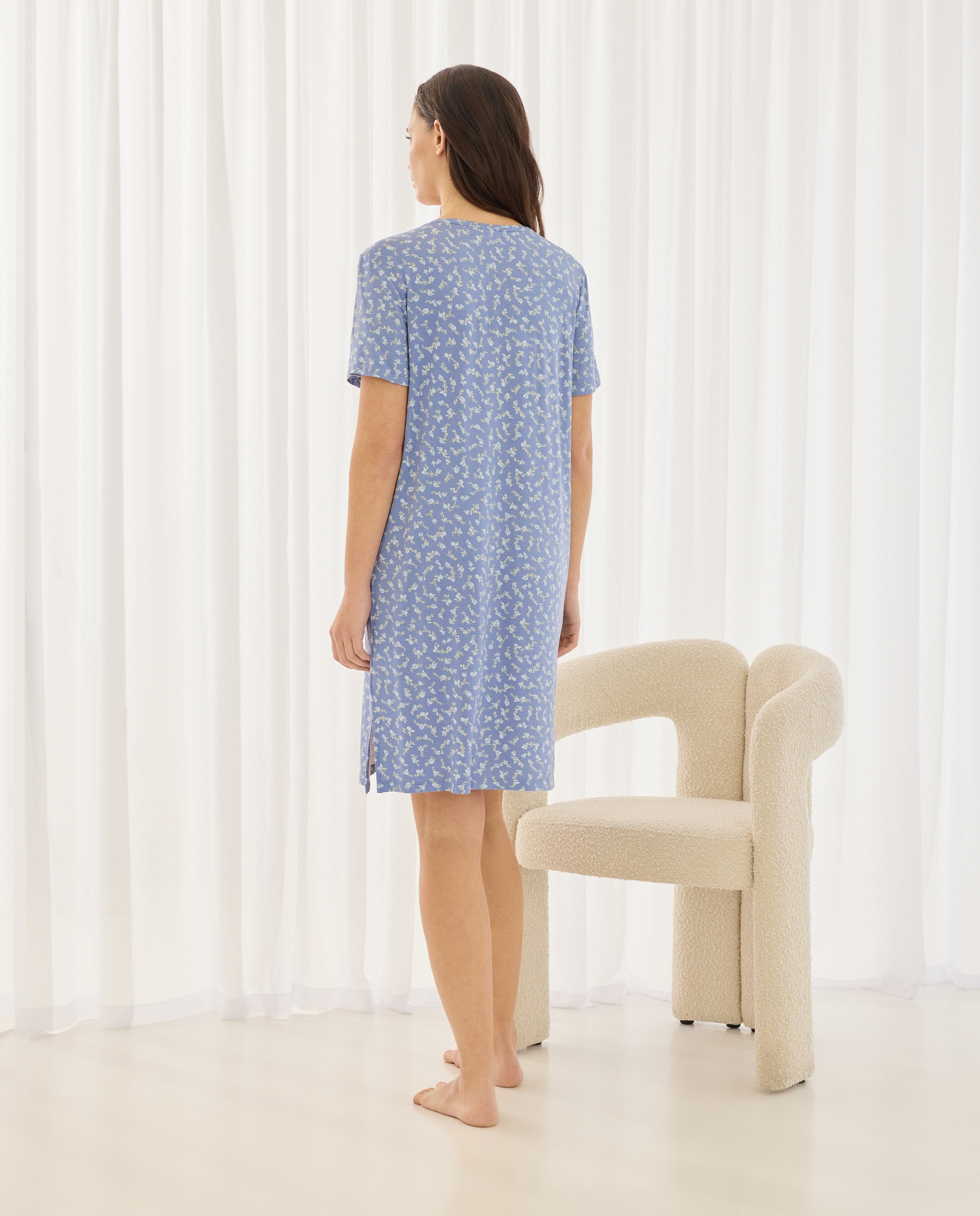 Camisa de Dormir com Estampado de Fantasia Azul-2