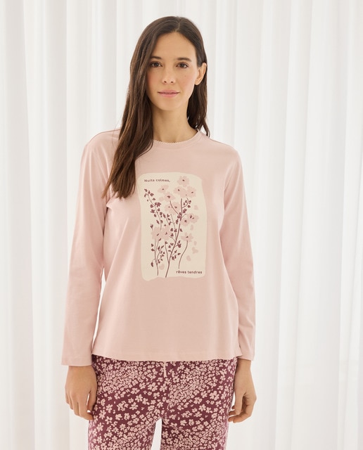 Imagem 0 de Camisola de Pijama com Detalhes de Piconela