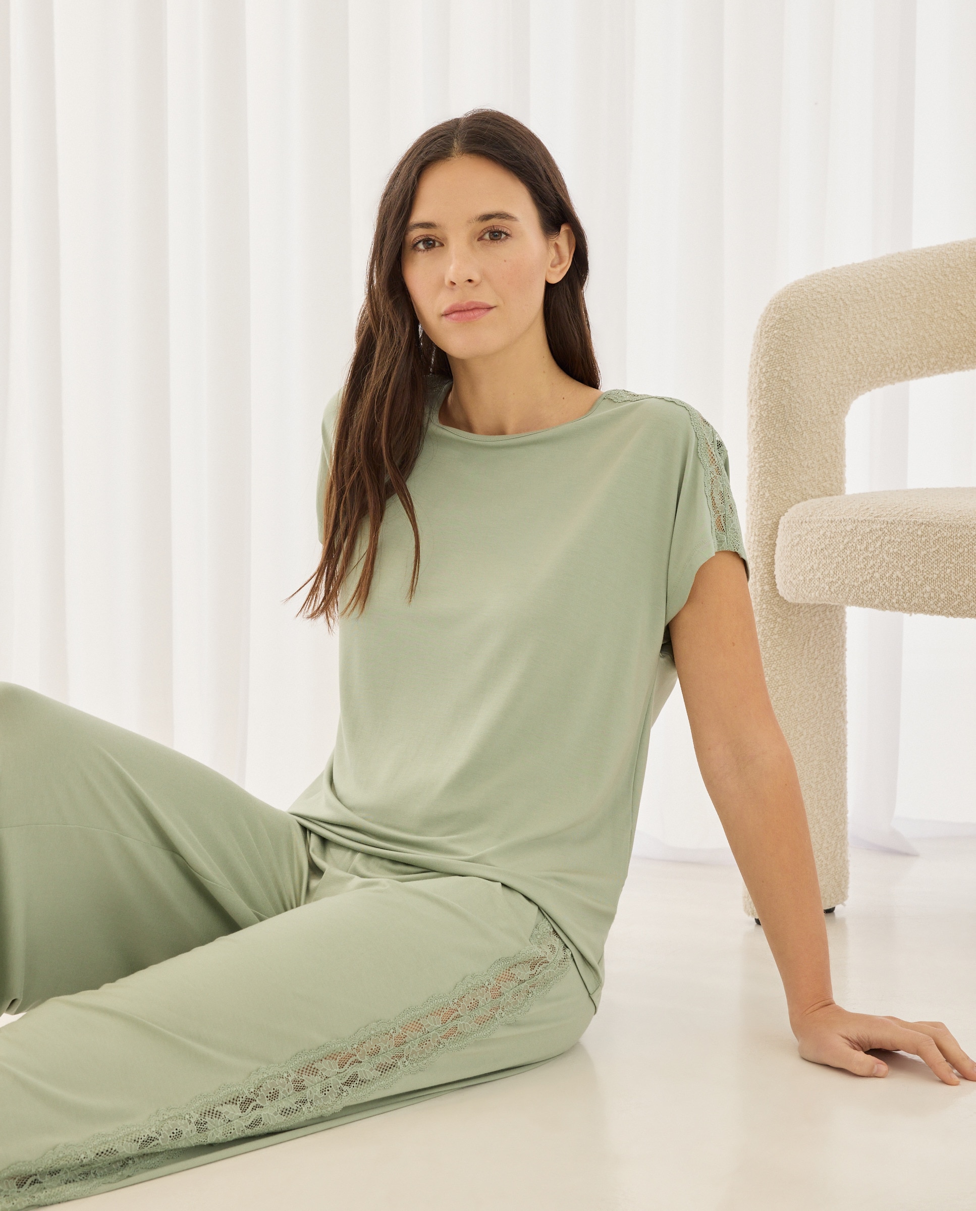 T-shirt de Viscose Lisa Verde-1