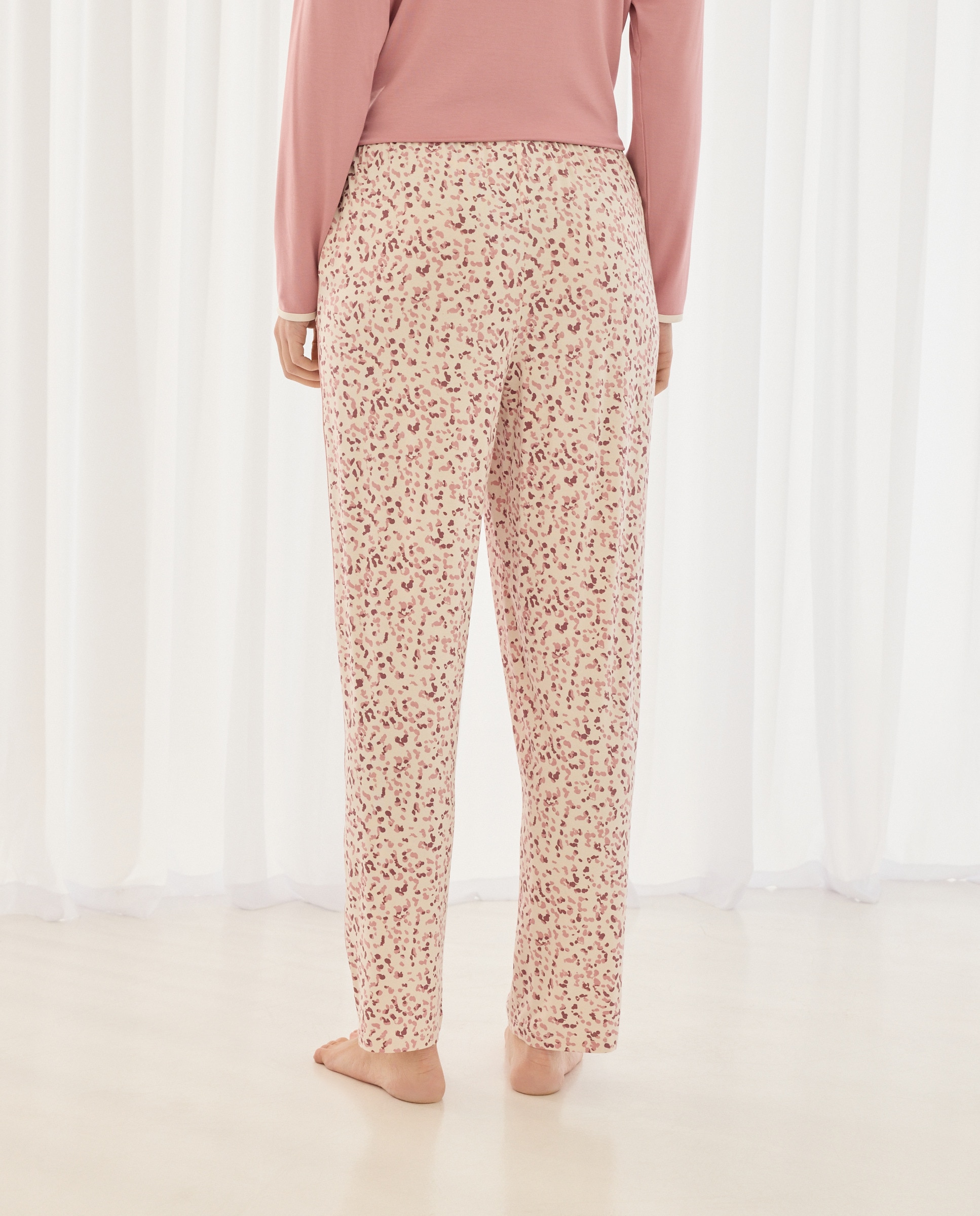 Calças de Pijama com Estampado Floral Branco-3