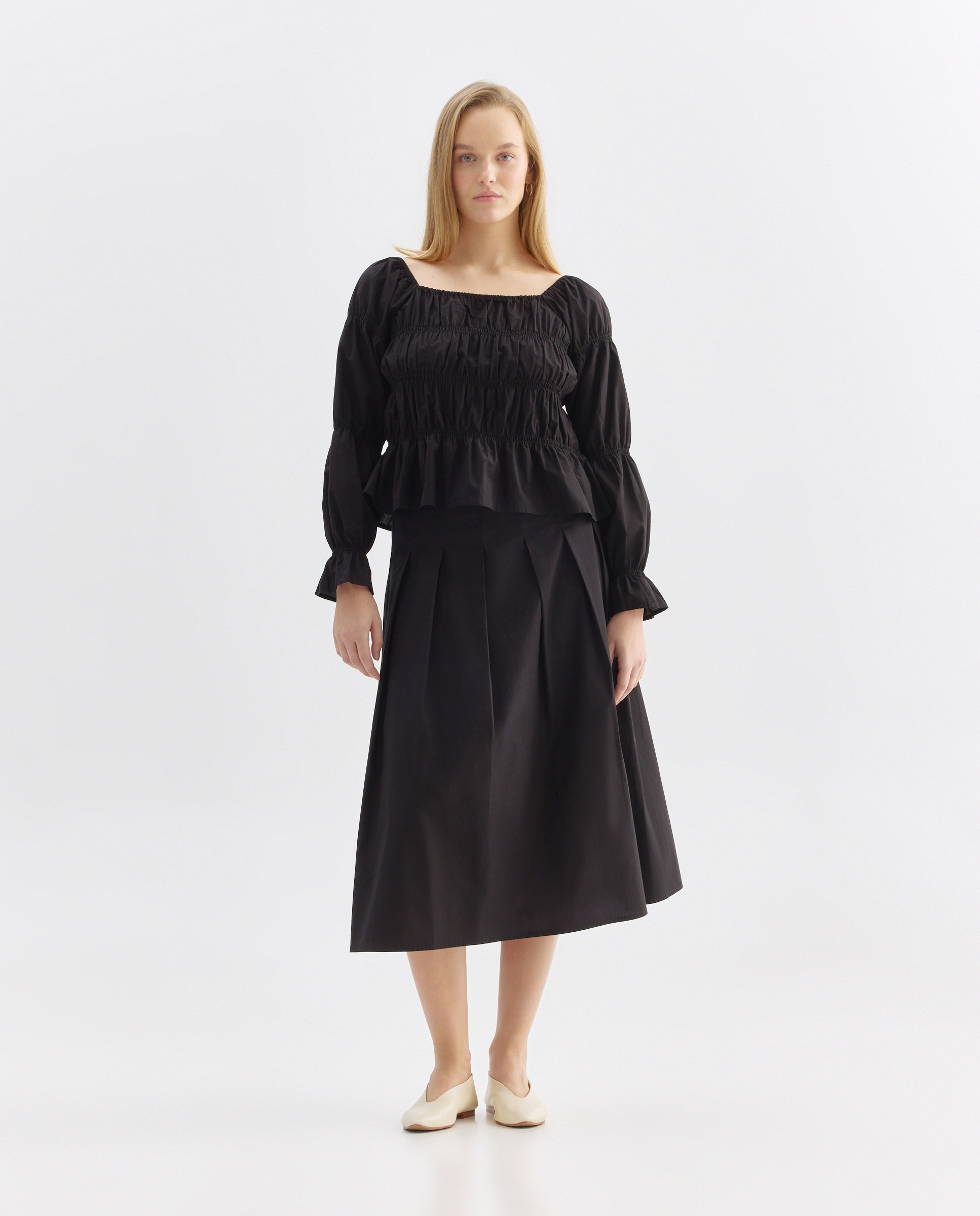 Blusa de mujer smock total look Negro-2
