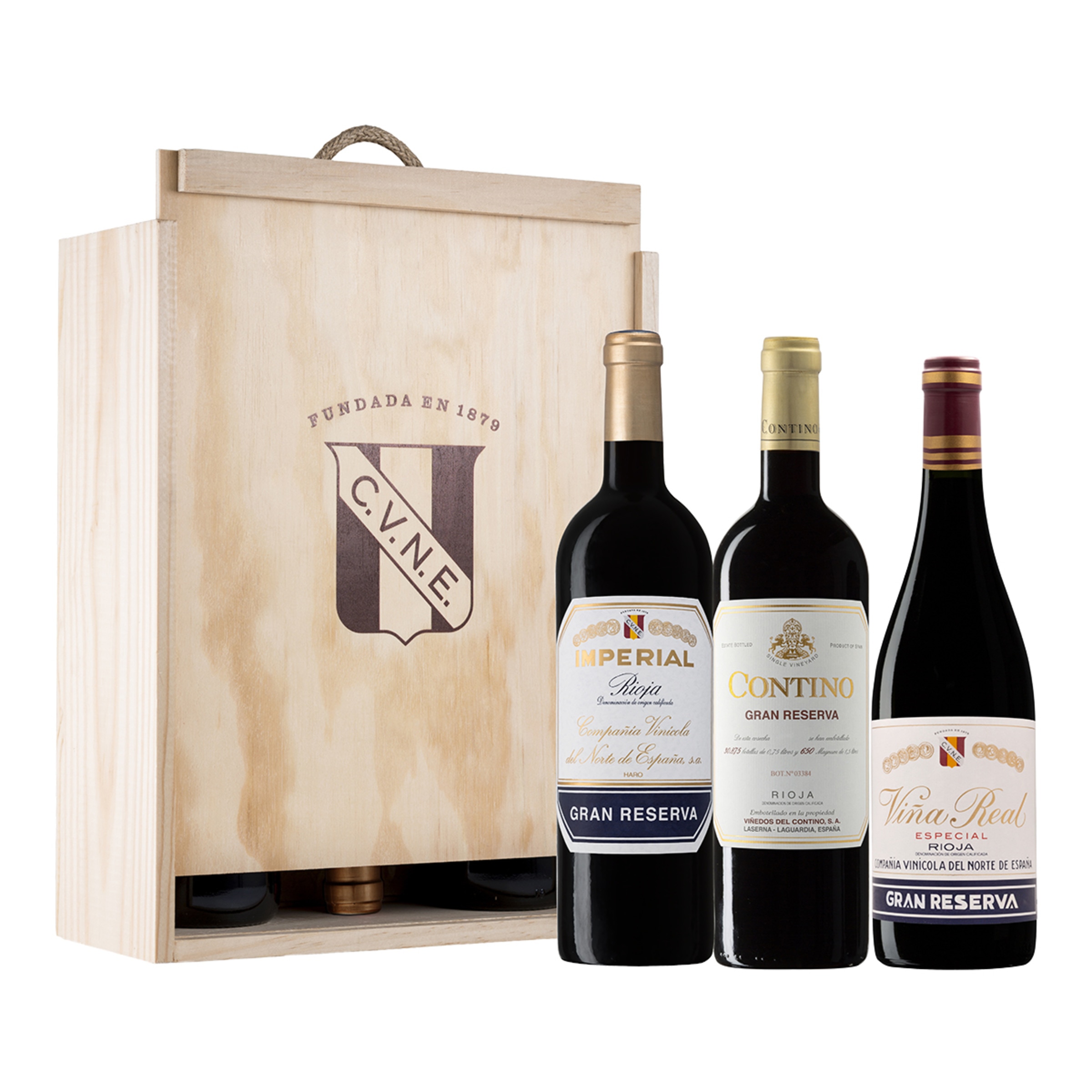 Imagen 0 de Estuche vinos tintos Imperial Gran Reserva, Contino Gran Reserva y Viña Real Gran Reserva CVNE Rioja