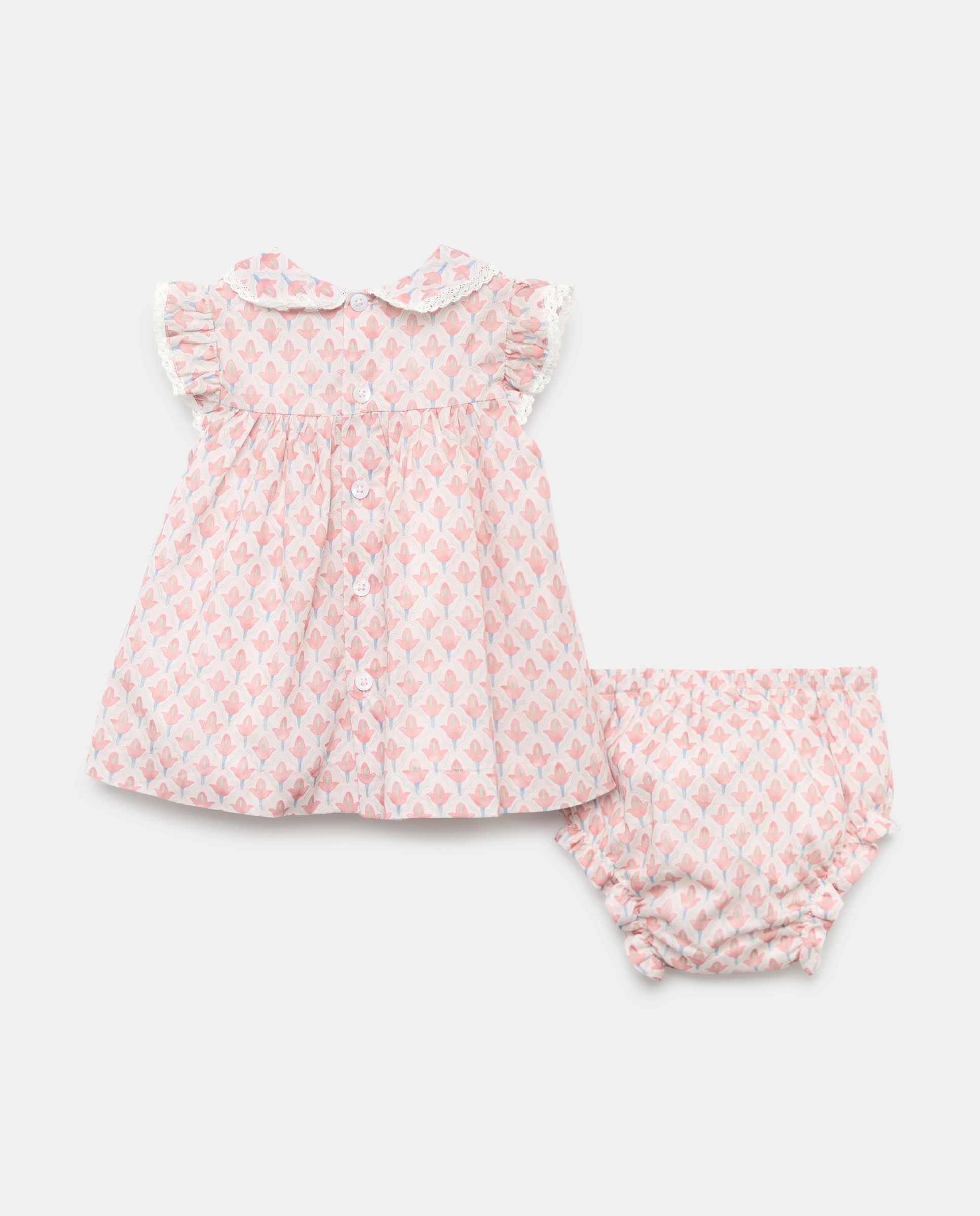Vestido de Bebé sem Mangas e com Estampados Rosa-2