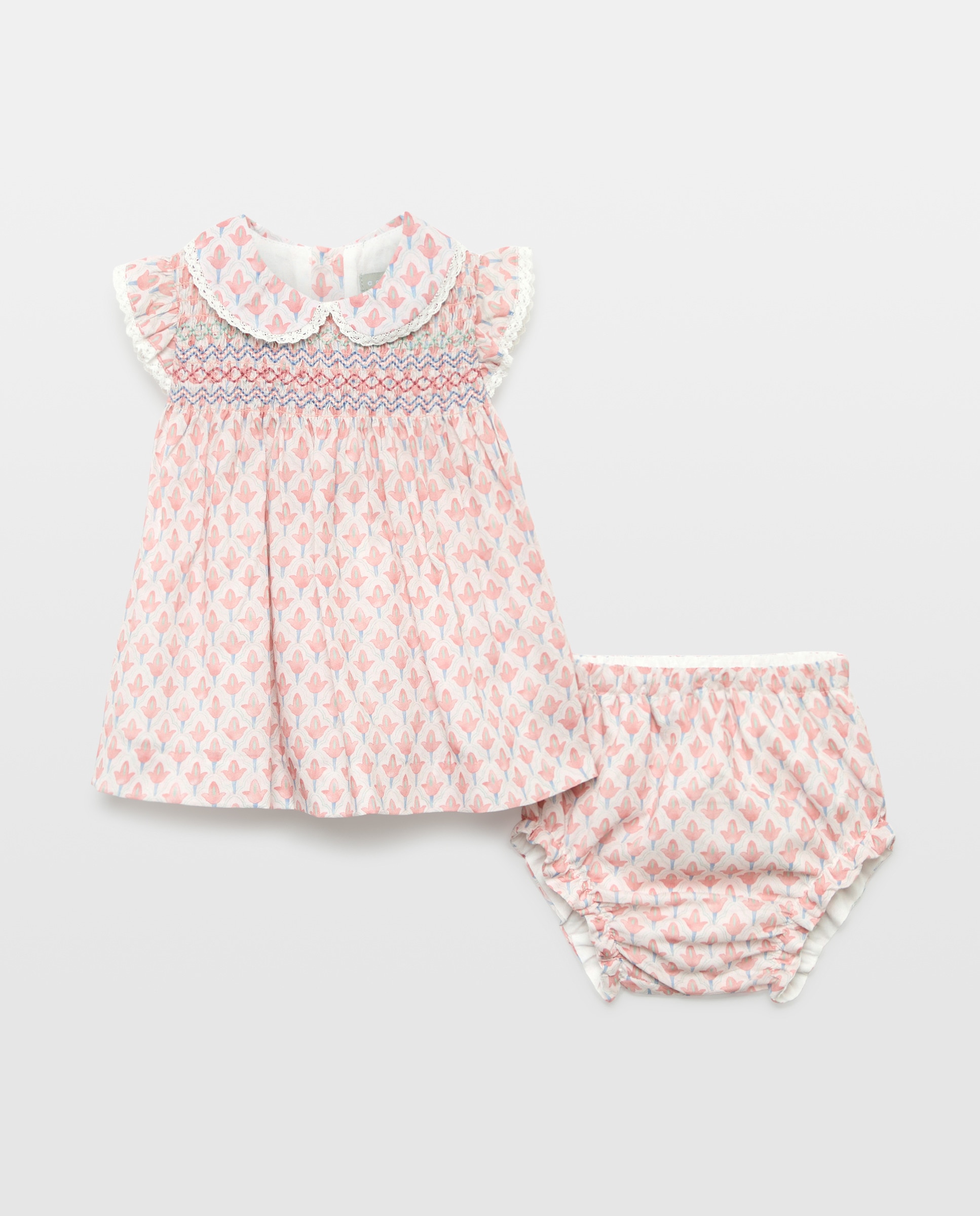 Vestido de Bebé sem Mangas e com Estampados Rosa-1