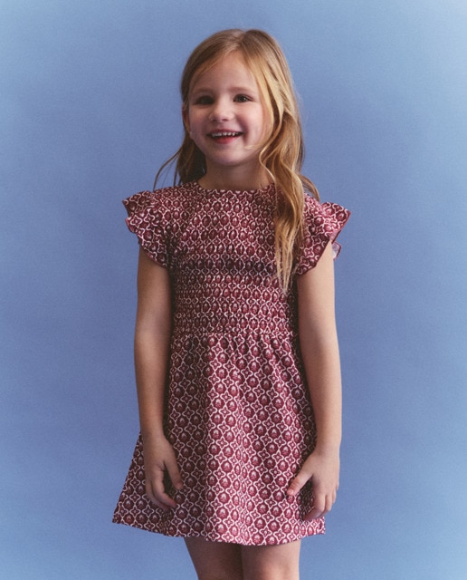 Imagen 0 de Vestido circular manga corta gomas all over print de niña