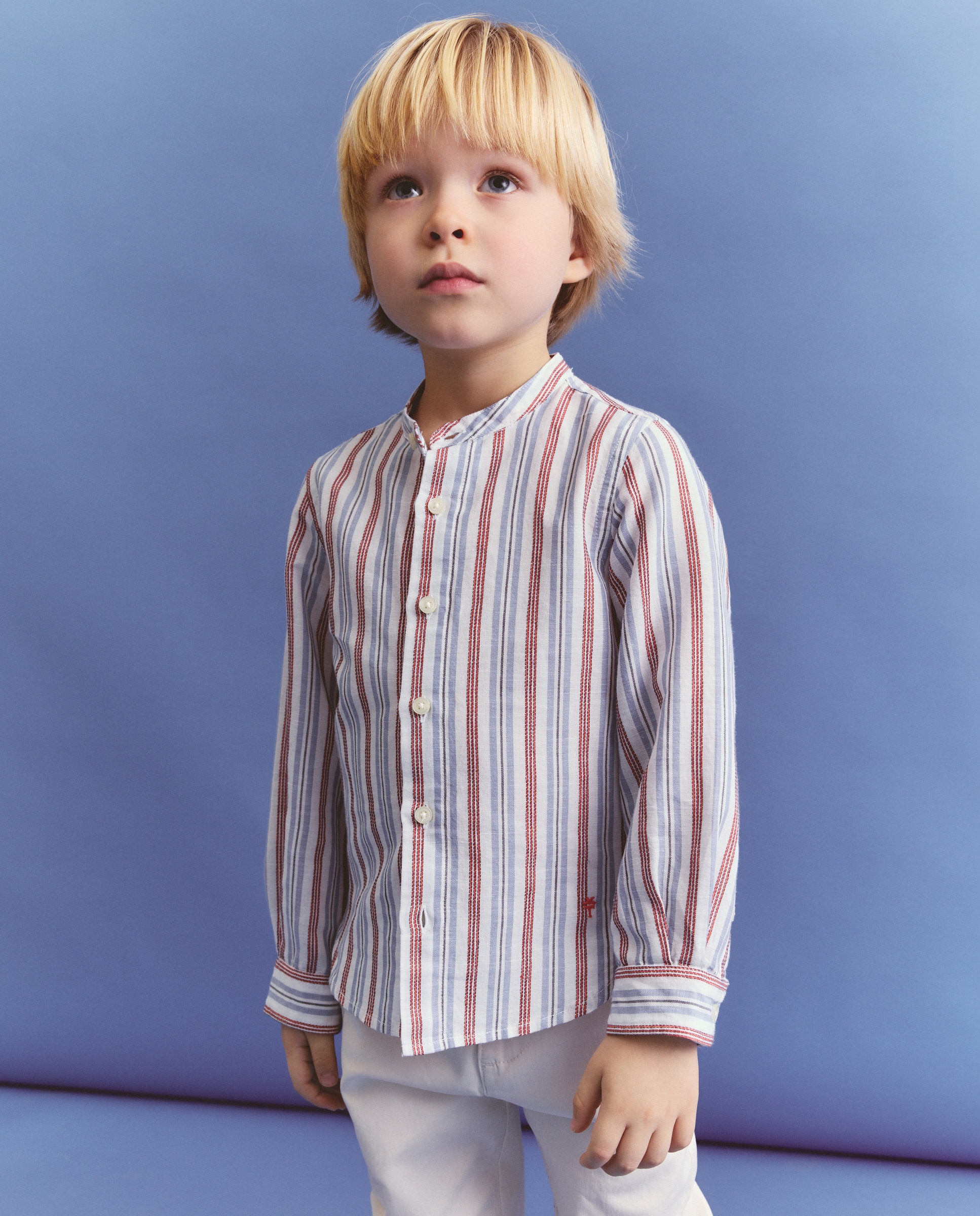 Camisa de Manga Comprida e Gola à Padre com Risca de Fantasia Coconut El Corte Inglés Vermelho-4