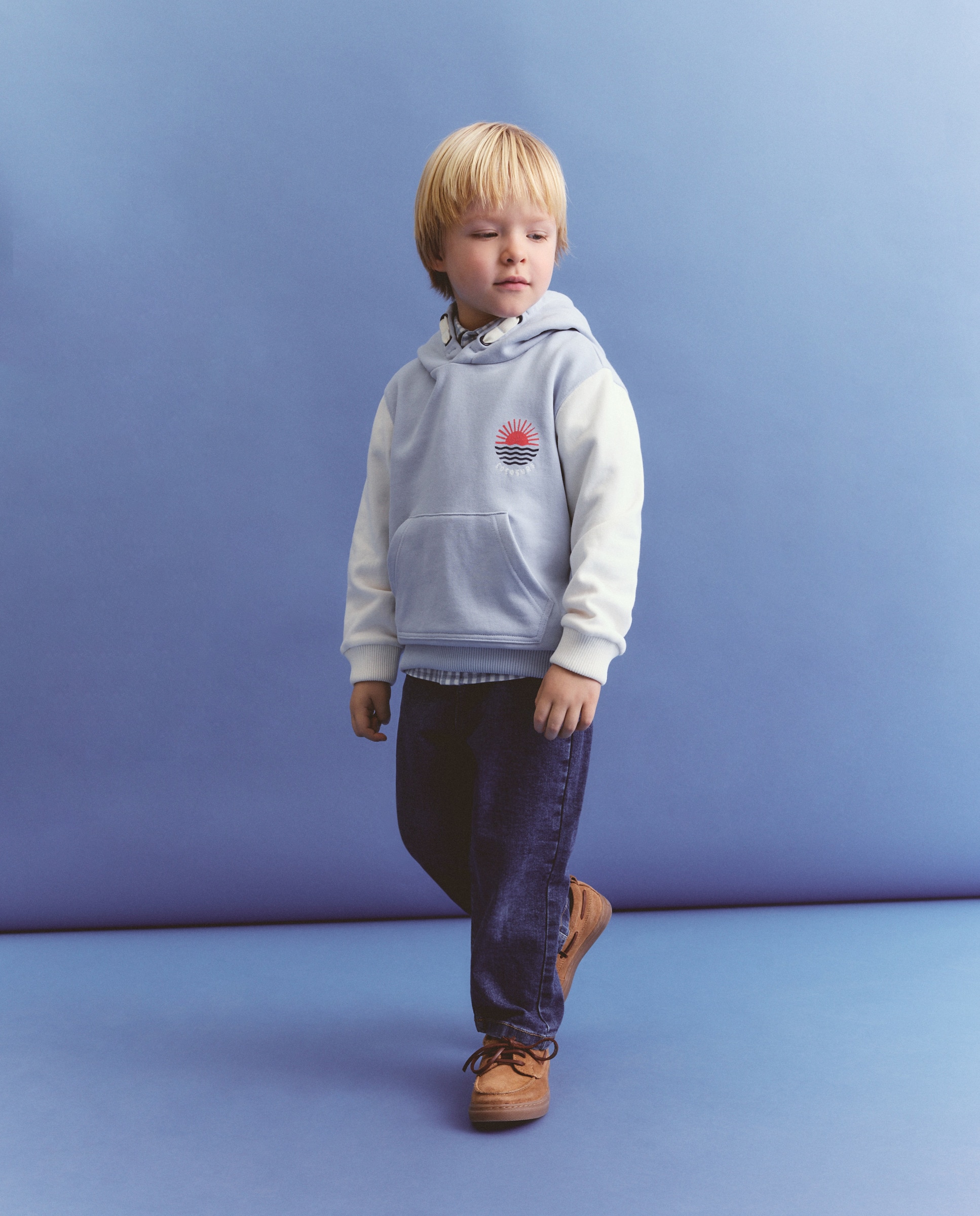 Sweatshirt com Capuz Waffle e Cortes Bicolor Multicolor-2