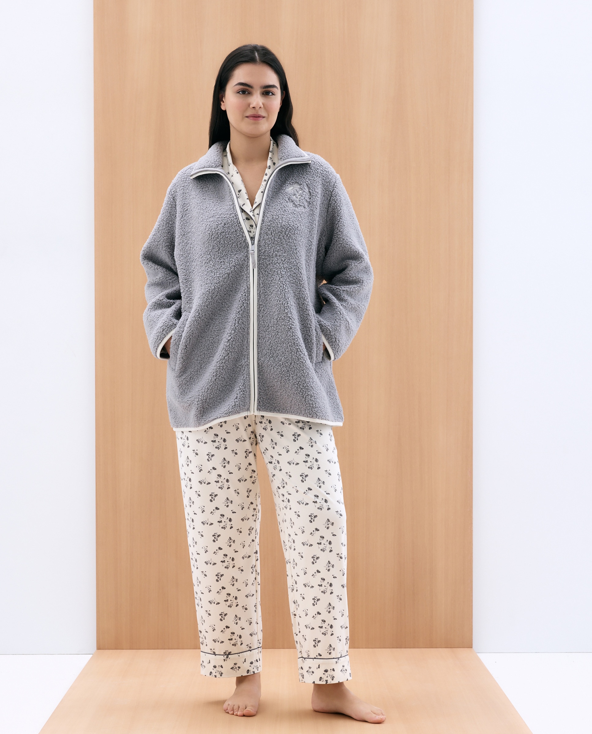 Robe com fecho-éclair 820 Cinzento Médio-1