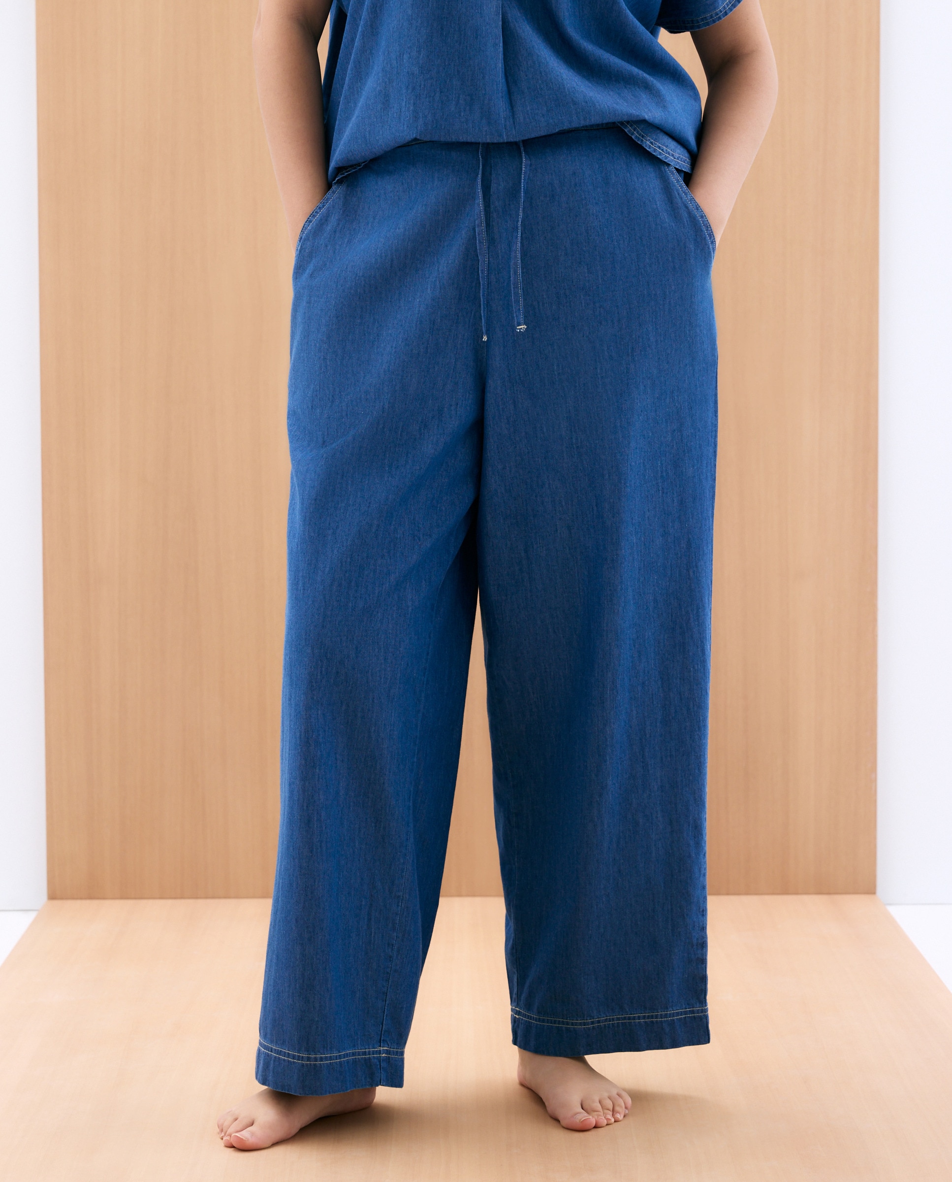 Calças de Pijama de Tencel 400 Azul-2