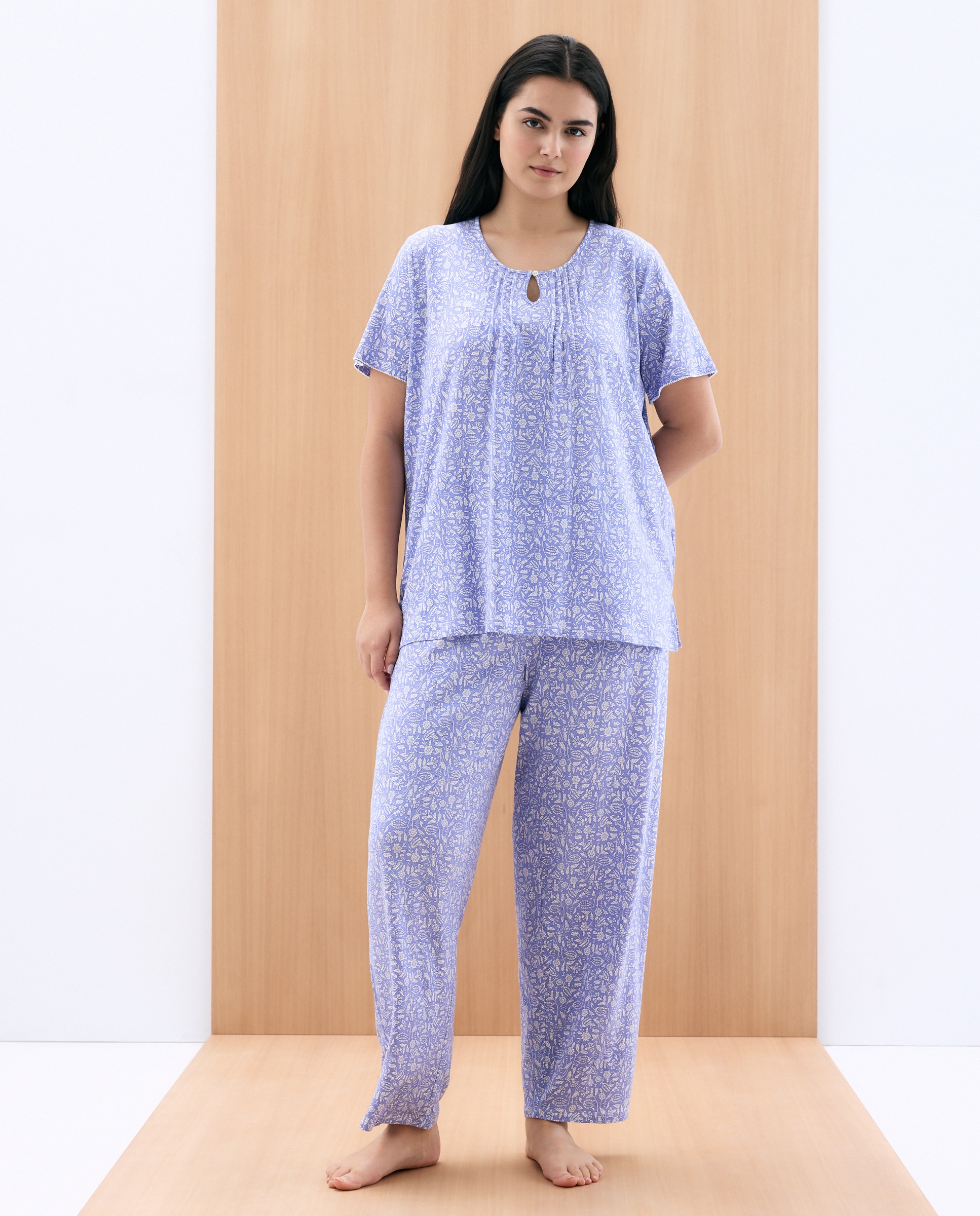 Imagem 0 de Pijama Comprido Estampado com Manga Curta