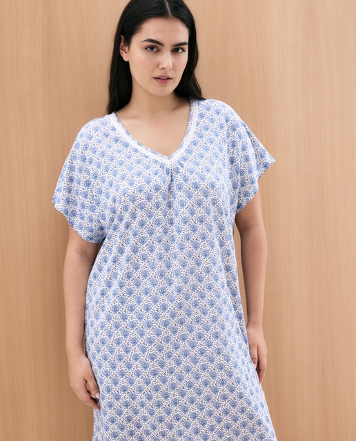 Imagem 0 de Camisa de Dormir Curta com Renda Estampada