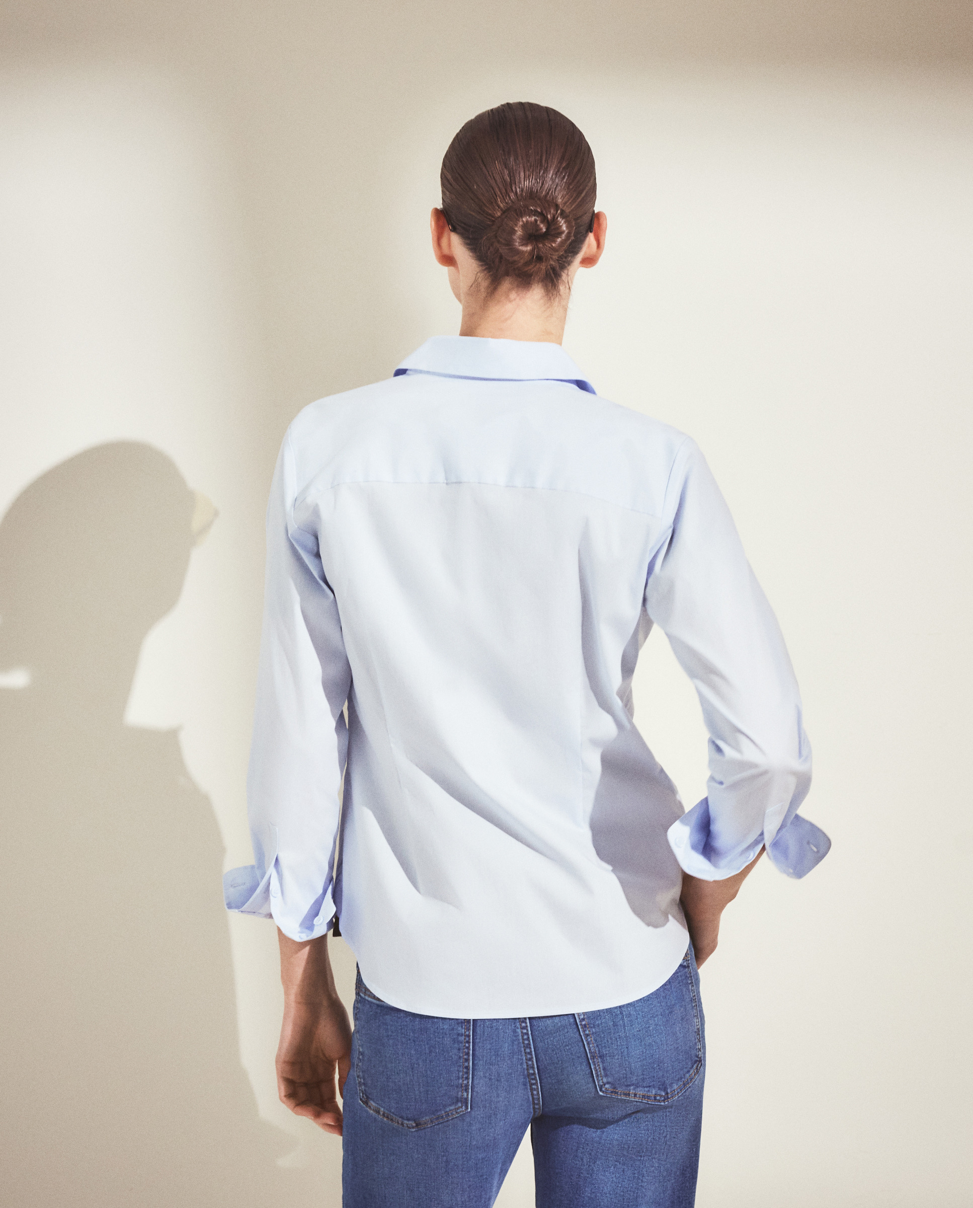 Camisa de popelina Azul-claro-3