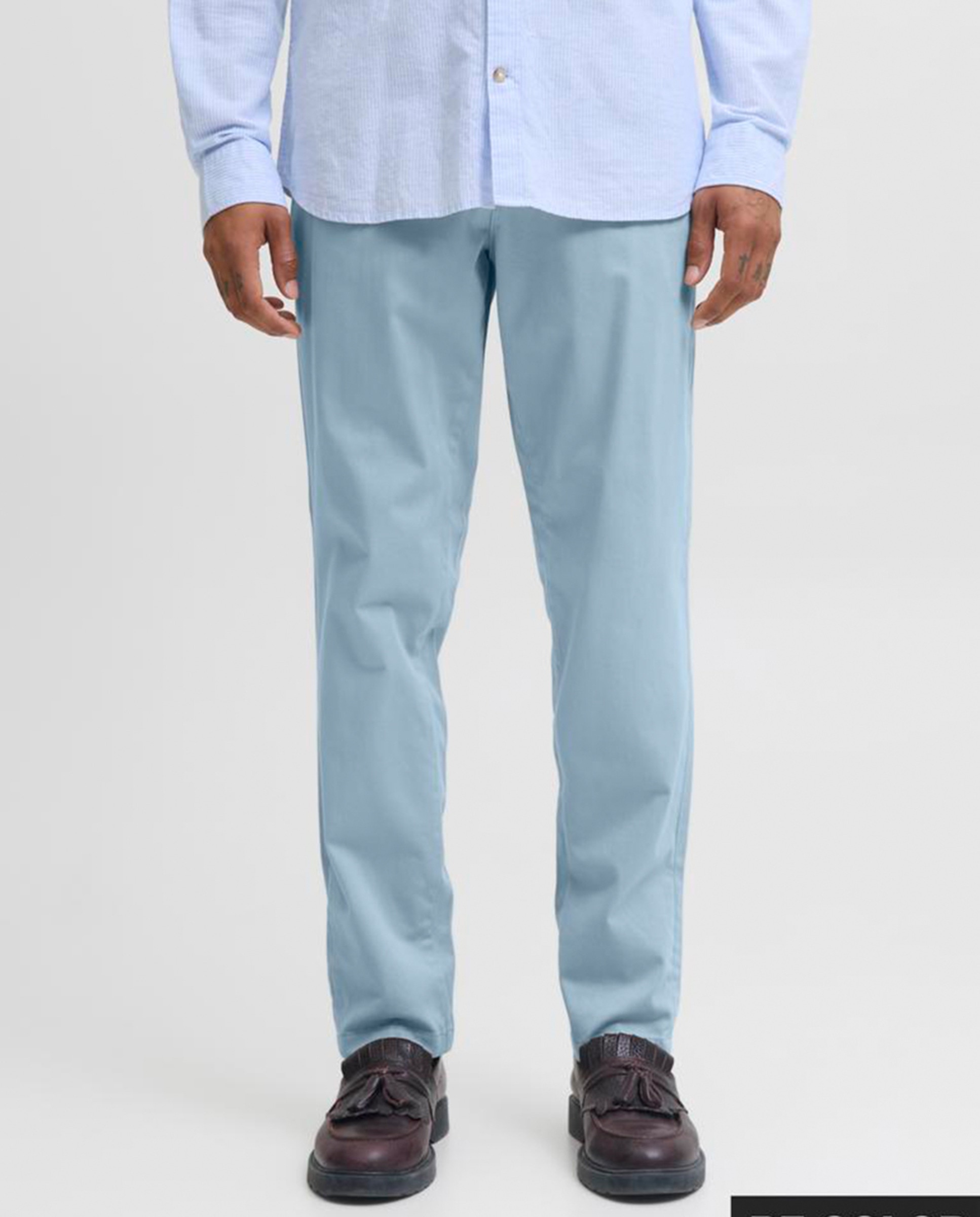 Calças chino de homem slim Azul-claro-2