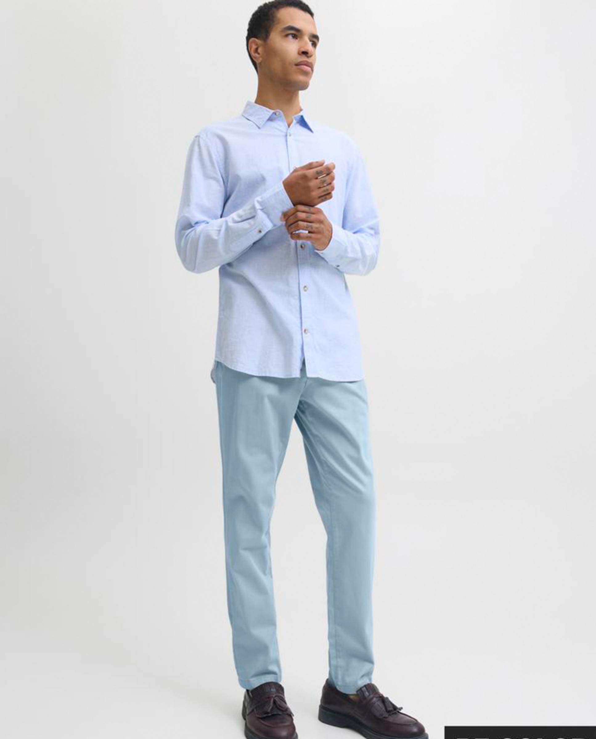 Calças chino de homem slim Azul-claro-4
