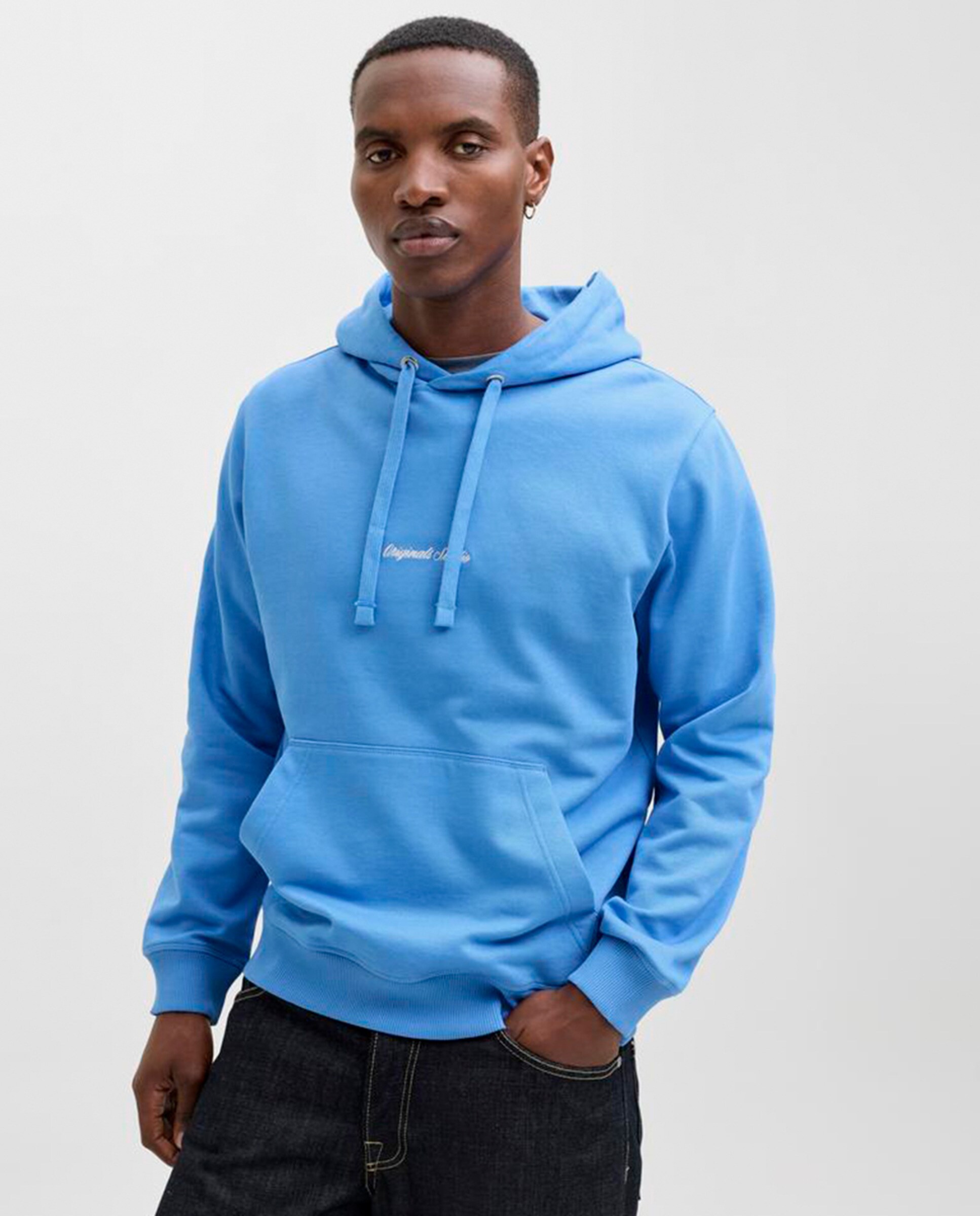 Sweatshirt com Capuz e Bolso Azul-3