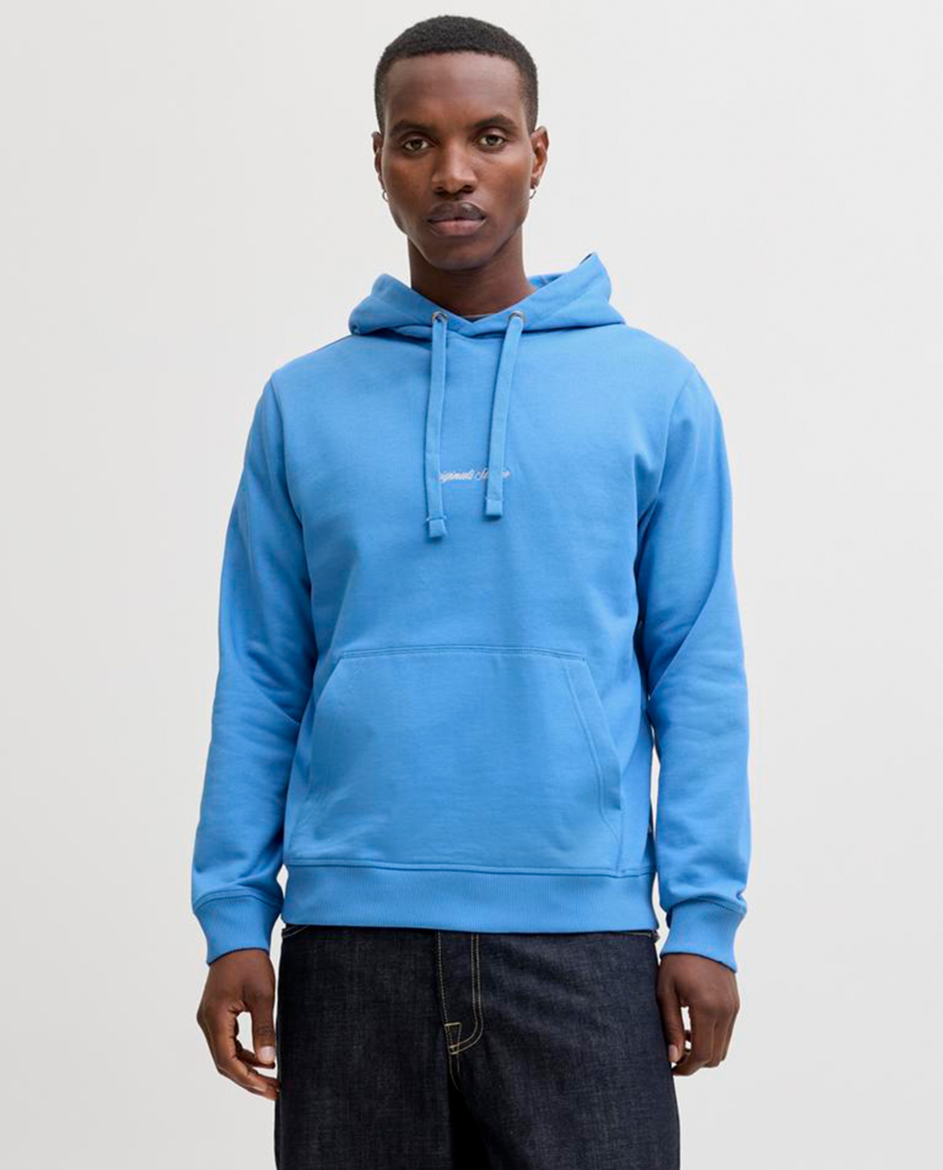 Sweatshirt com Capuz e Bolso Azul-1