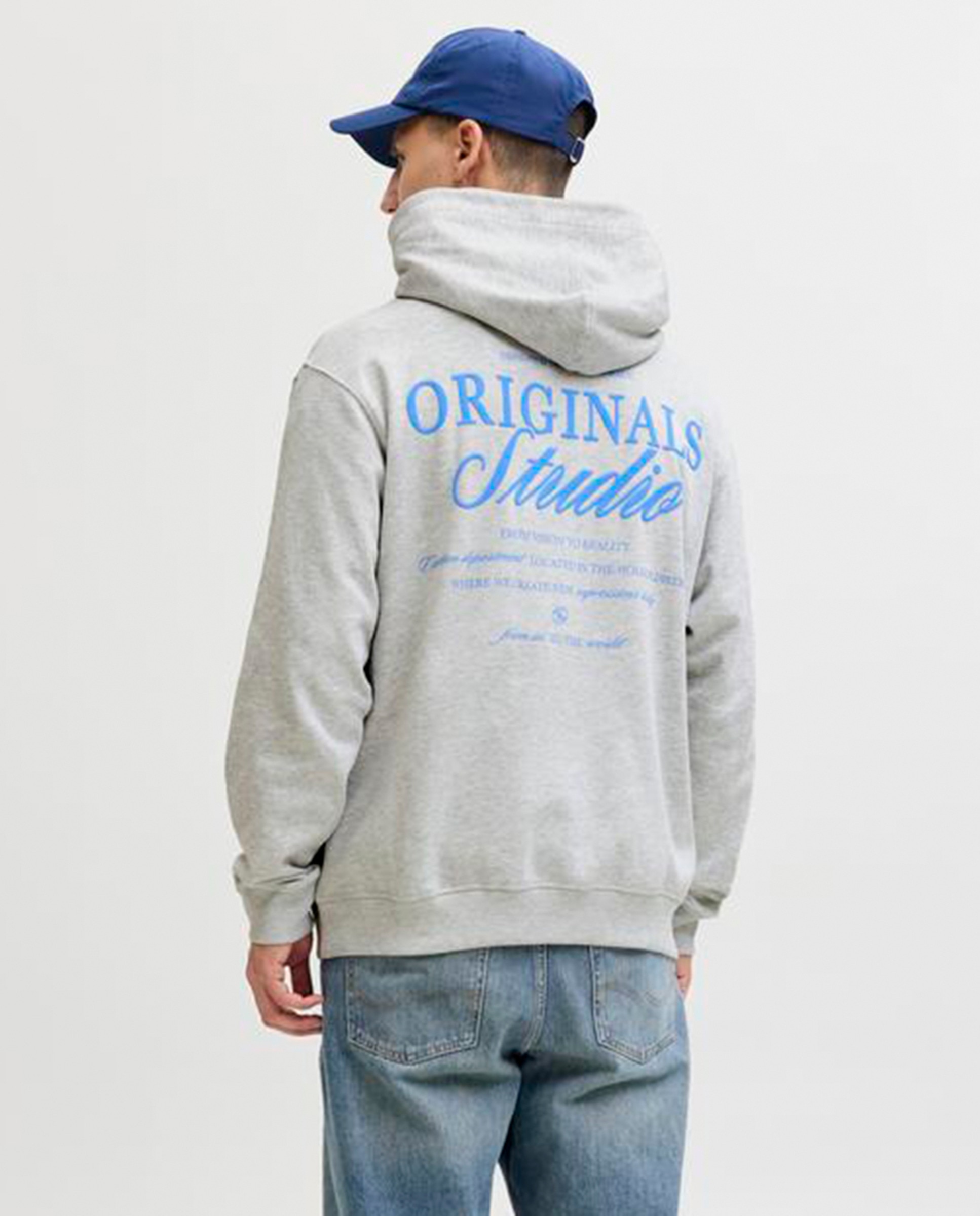 Sweatshirt com Capuz e Estampado Traseiro Cinzento-2