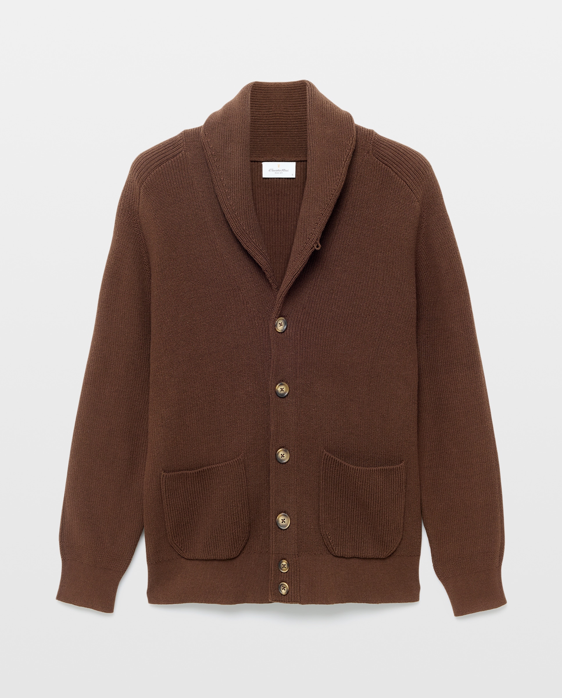 Cardigan com Botões e Gola de Lapela Castanho-5