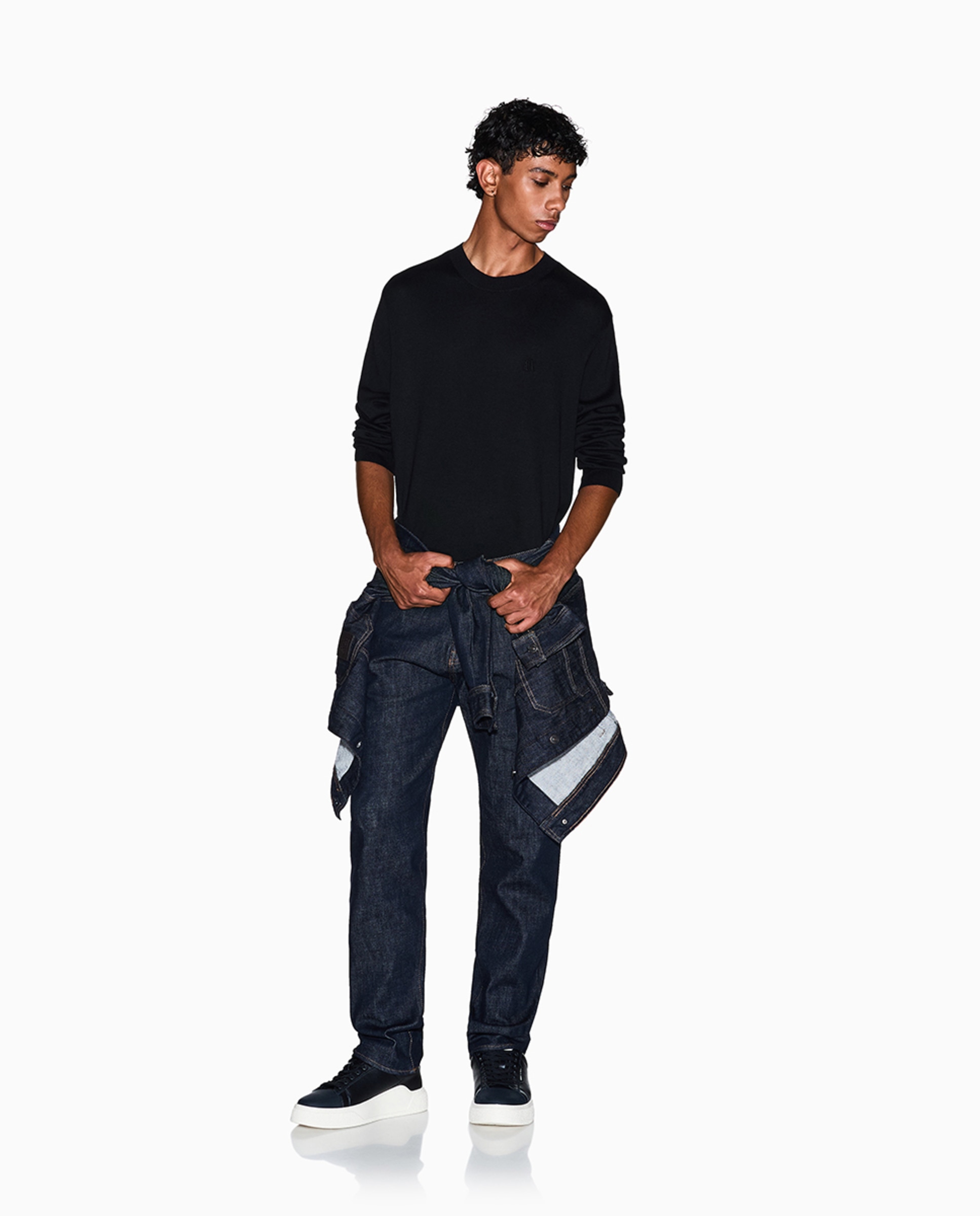 Camisola de Malha de Decote Redondo com Logótipo Preto-5