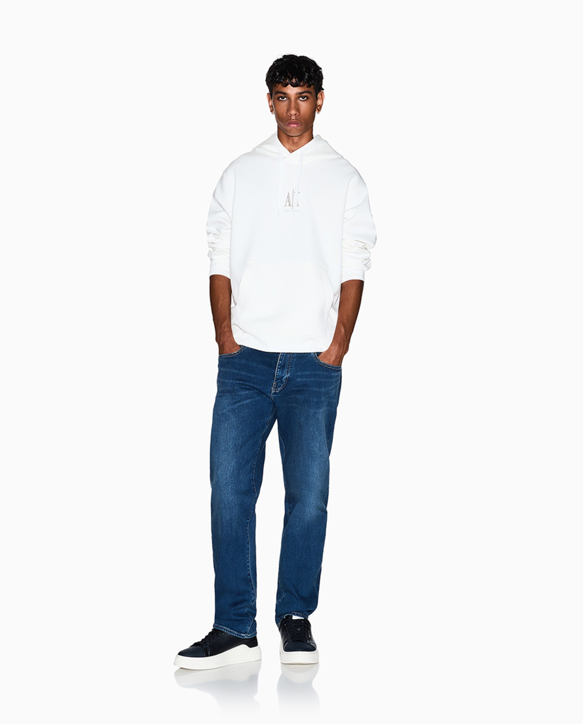 Sweatshirt com Logótipo em Contraste e Capuz Icon Project Branco-5