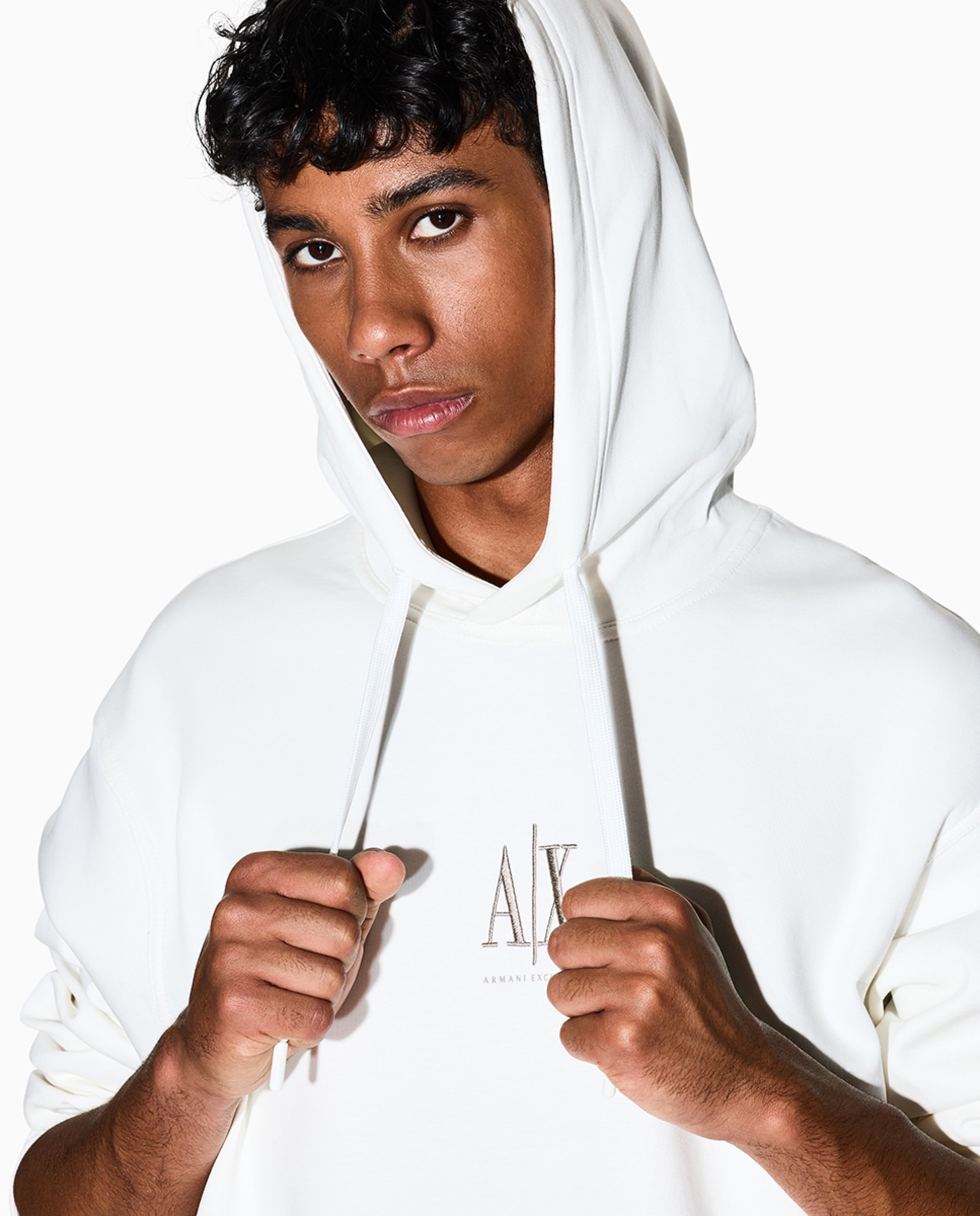 Sweatshirt com Logótipo em Contraste e Capuz Icon Project Branco-3