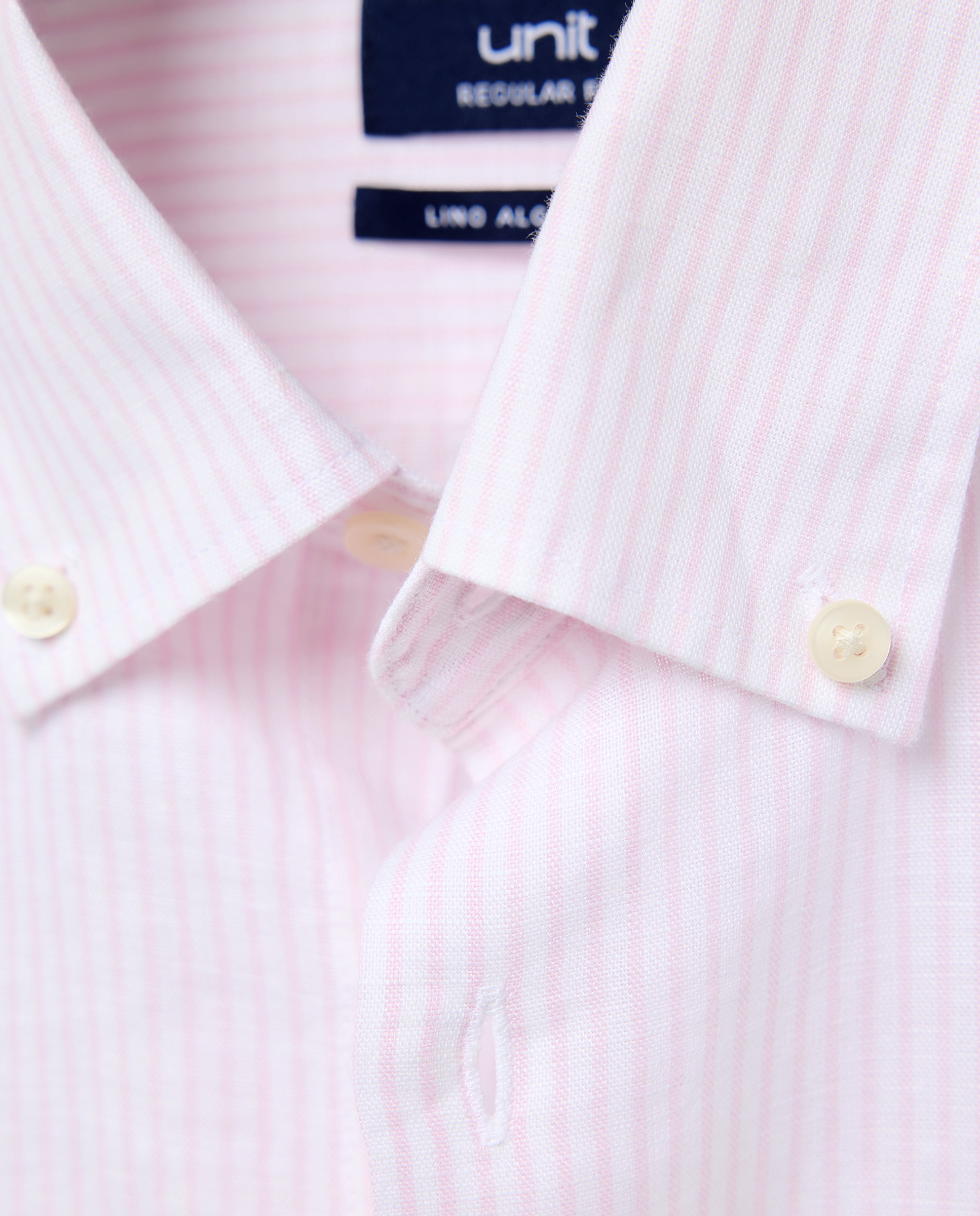 Camisa sport hombre lino y algodon rayas 200 Rosa-5