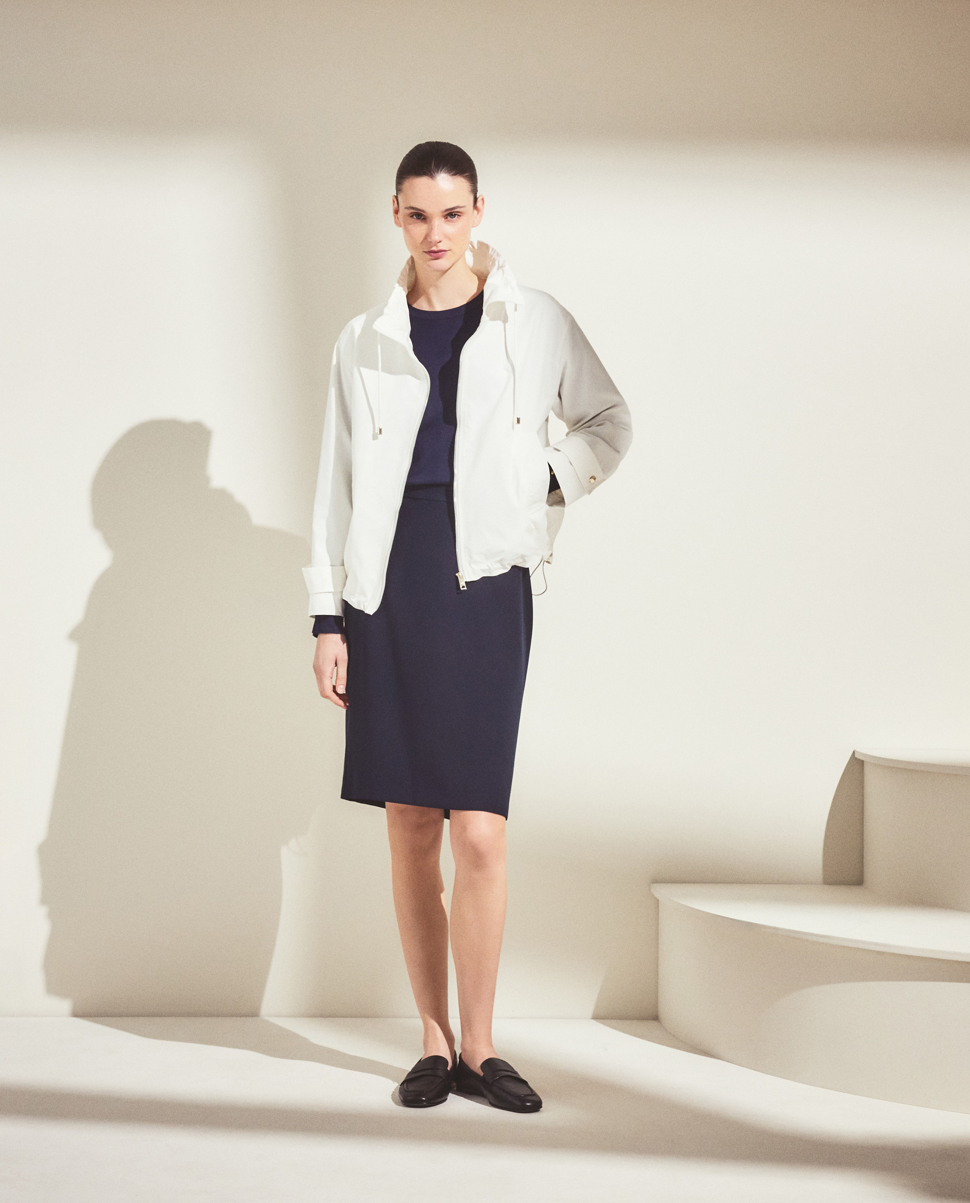 Saia direita curta básica Azul-marinho-1