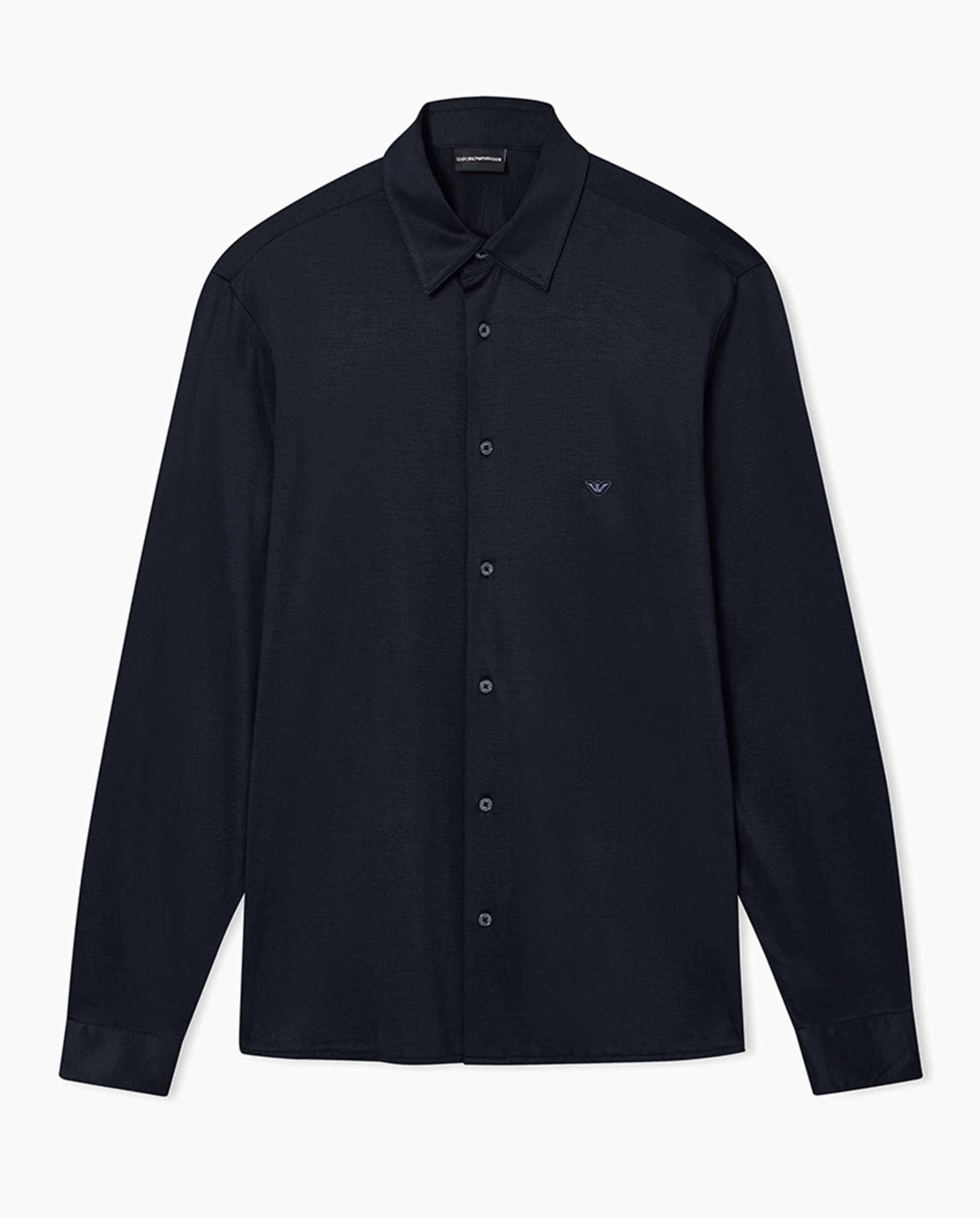 Camisa slim de manga comprida Azul-marinho-4