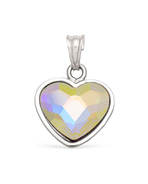 Imagen 0 de Colgante Plata de Ley 925. Corazón con brillante de piedra natural ornamental forma poligonal