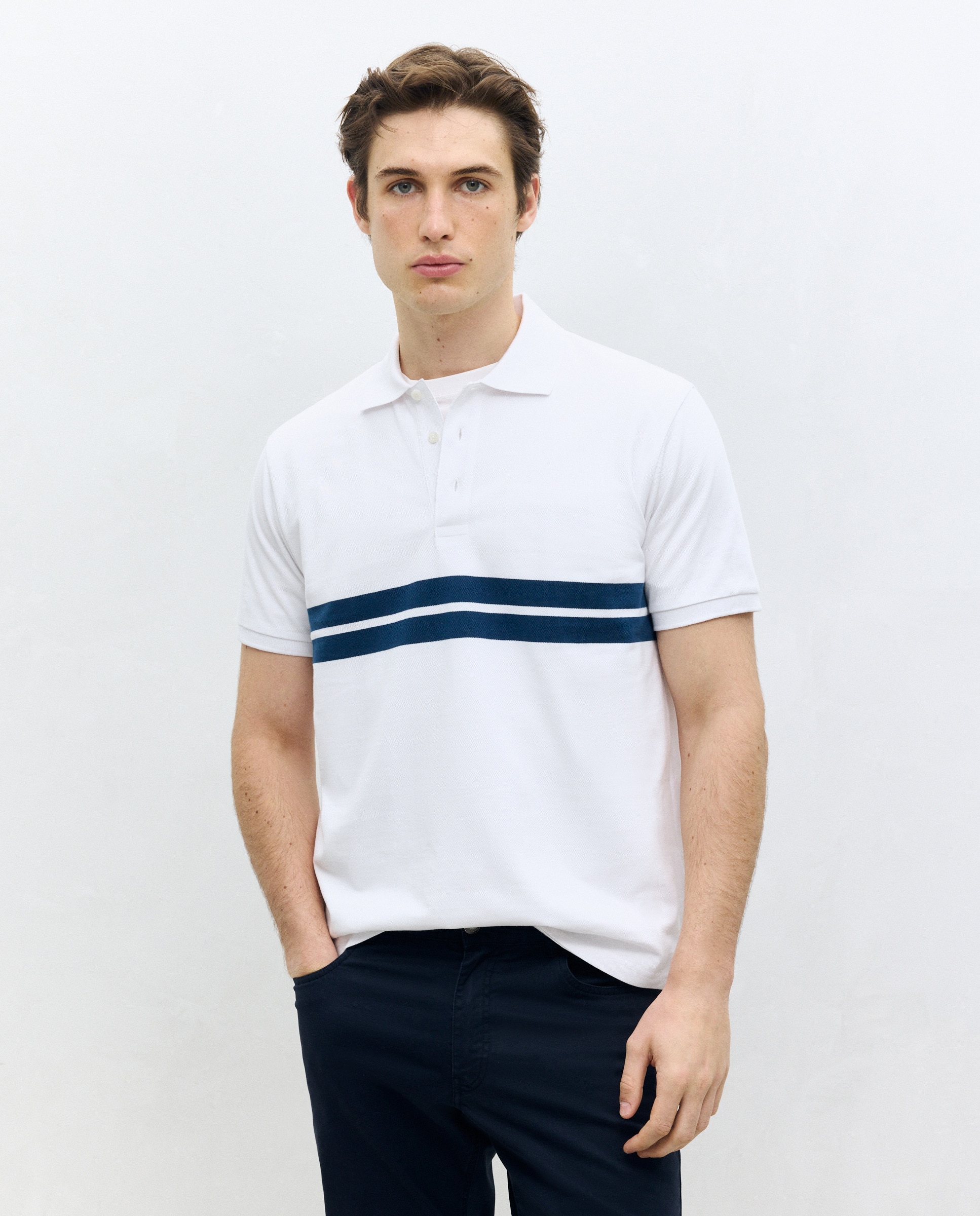 Imagem 0 de Polo de Manga Curta com Risca Posicional