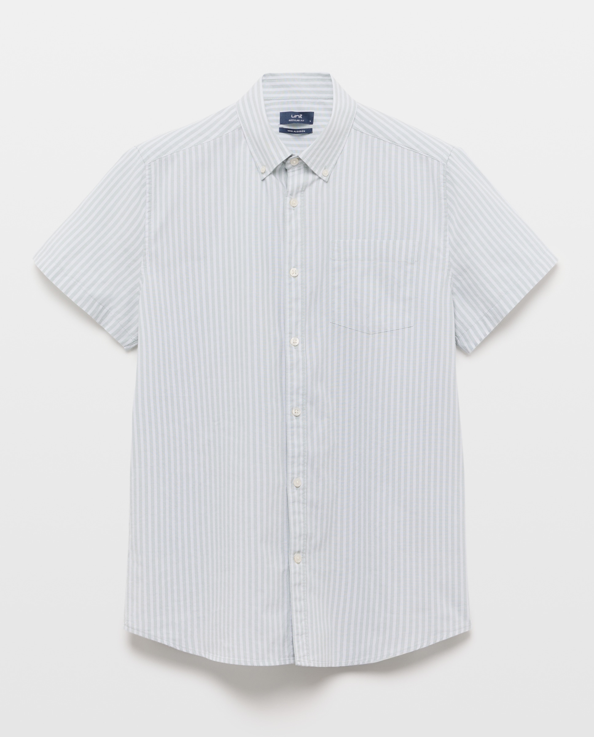 Camisa sport manga corta hombre popelín Verde claro-4