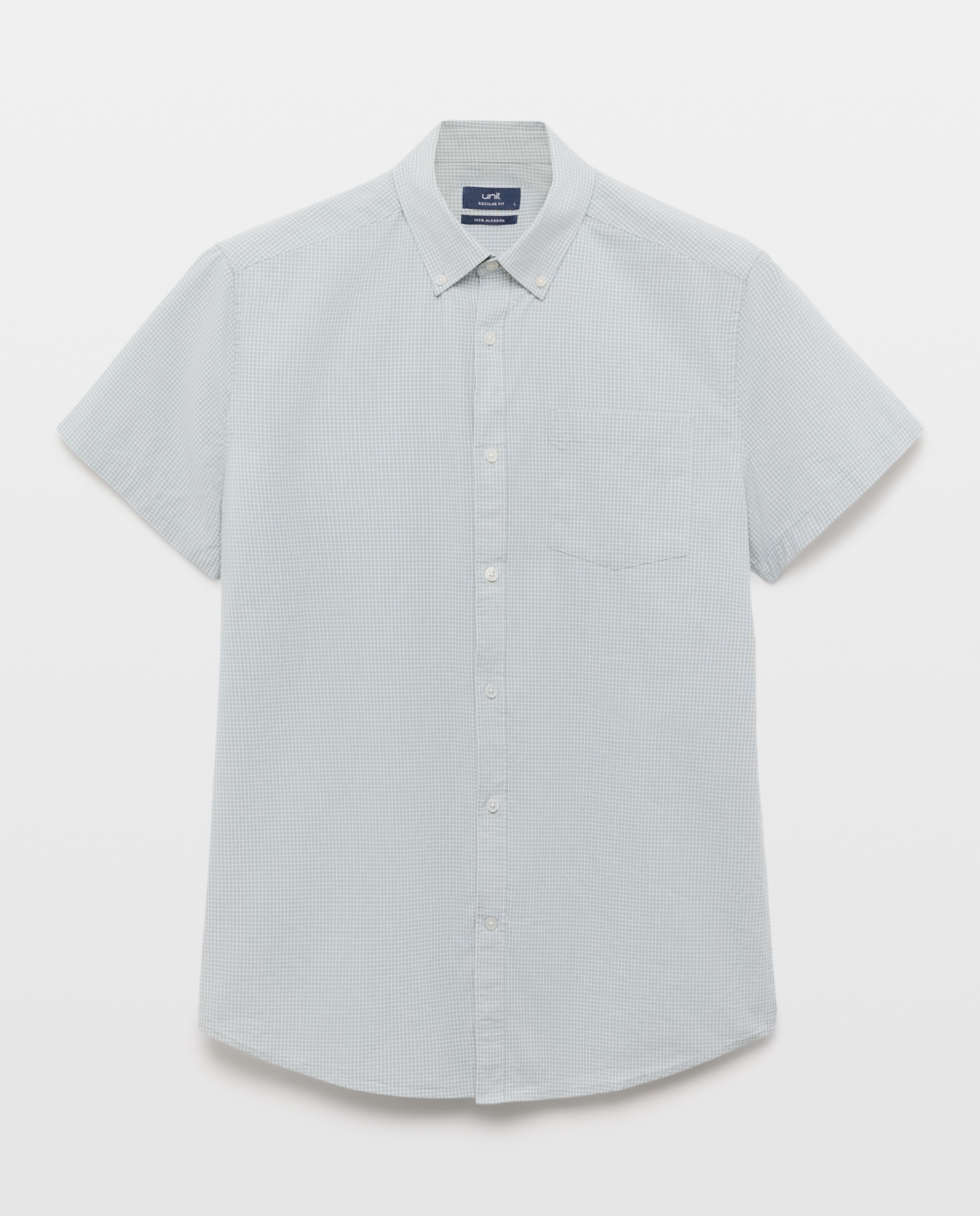 Camisa sport manga corta hombre popelín 510 Verde claro-4
