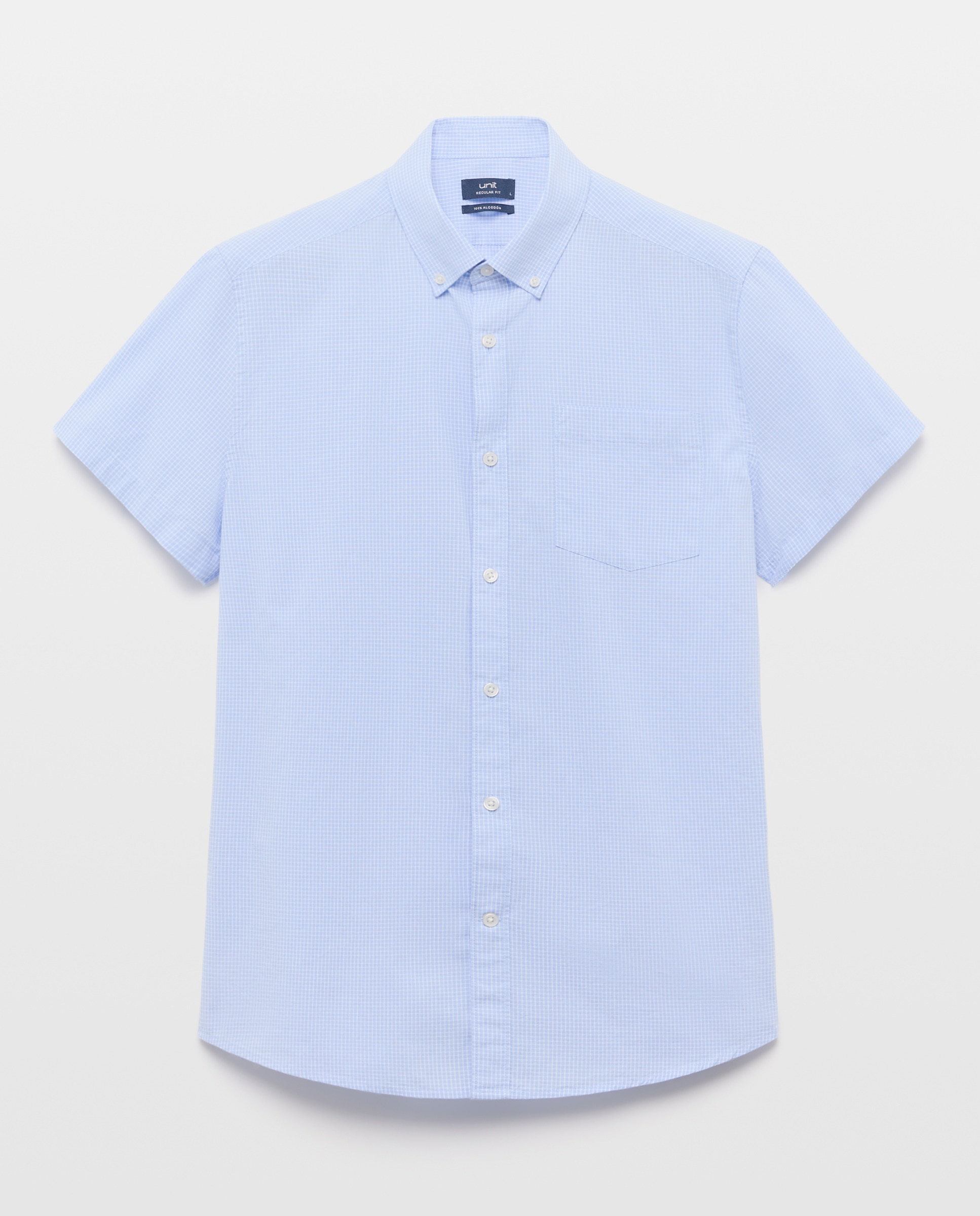 Camisa sport manga corta hombre popelín 400 Azul-4