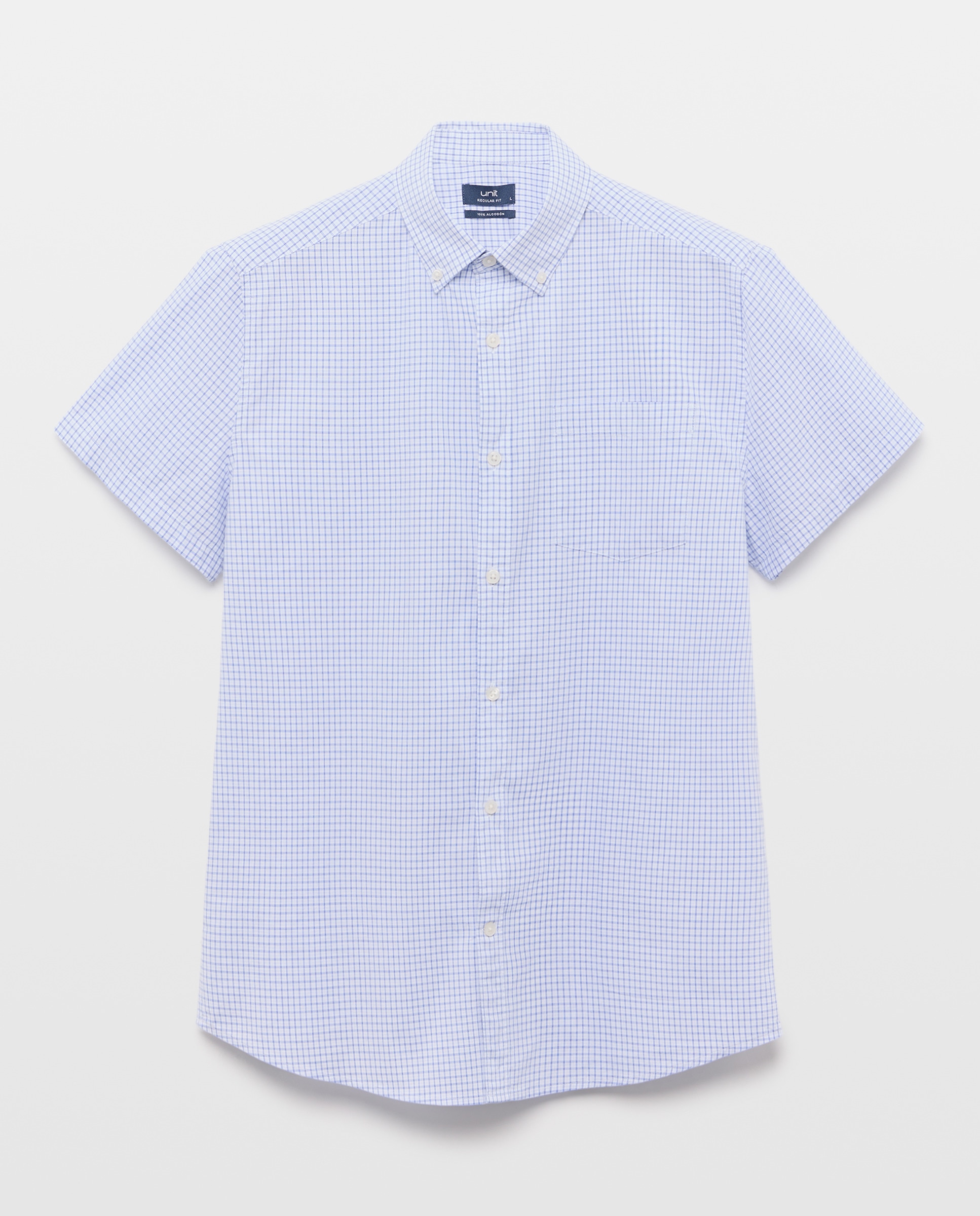 Camisa sport manga corta hombre popelín 430 Azul oscuro-4