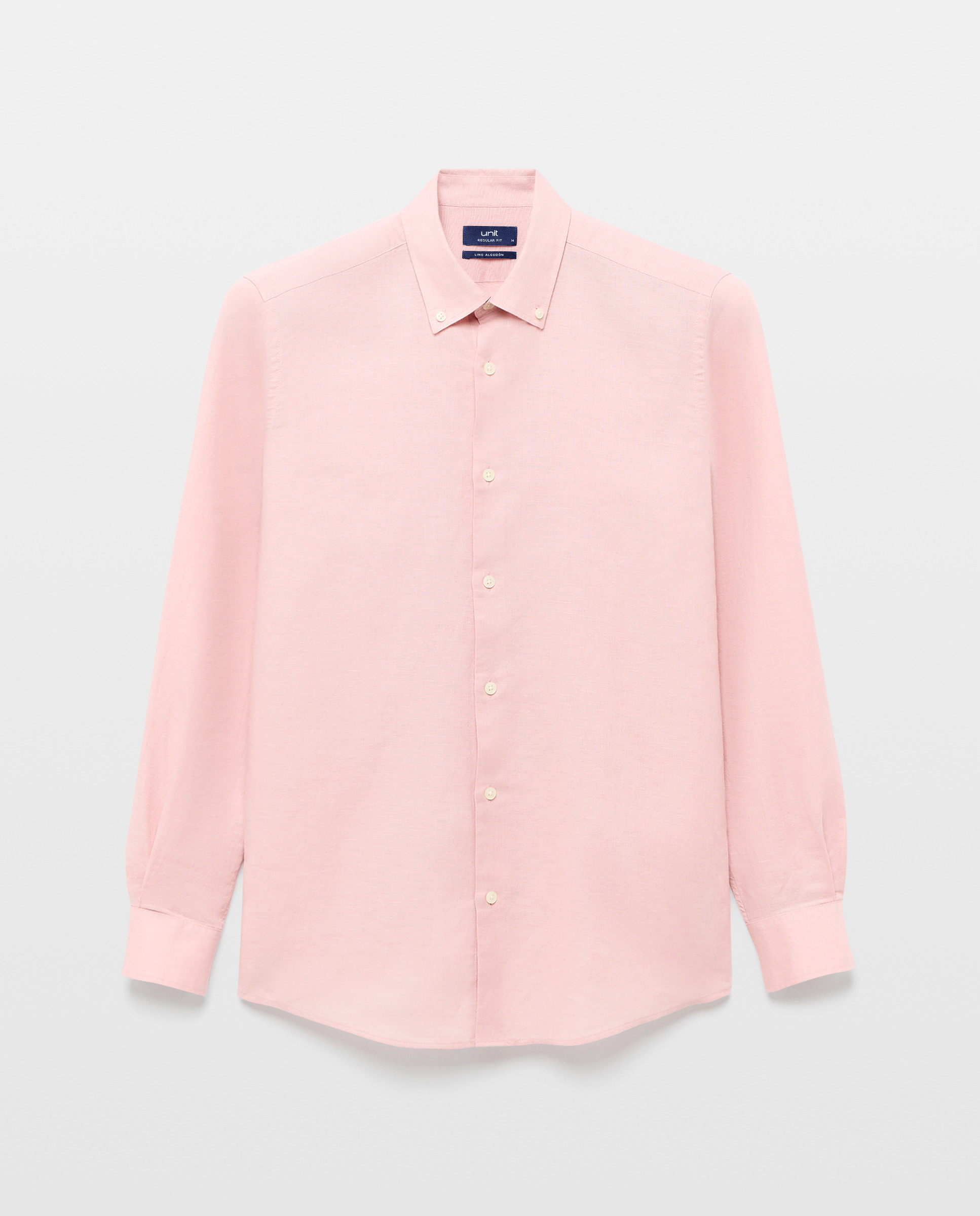 Camisa sport hombre lino y algodon lisa 220 Rosa palo-4
