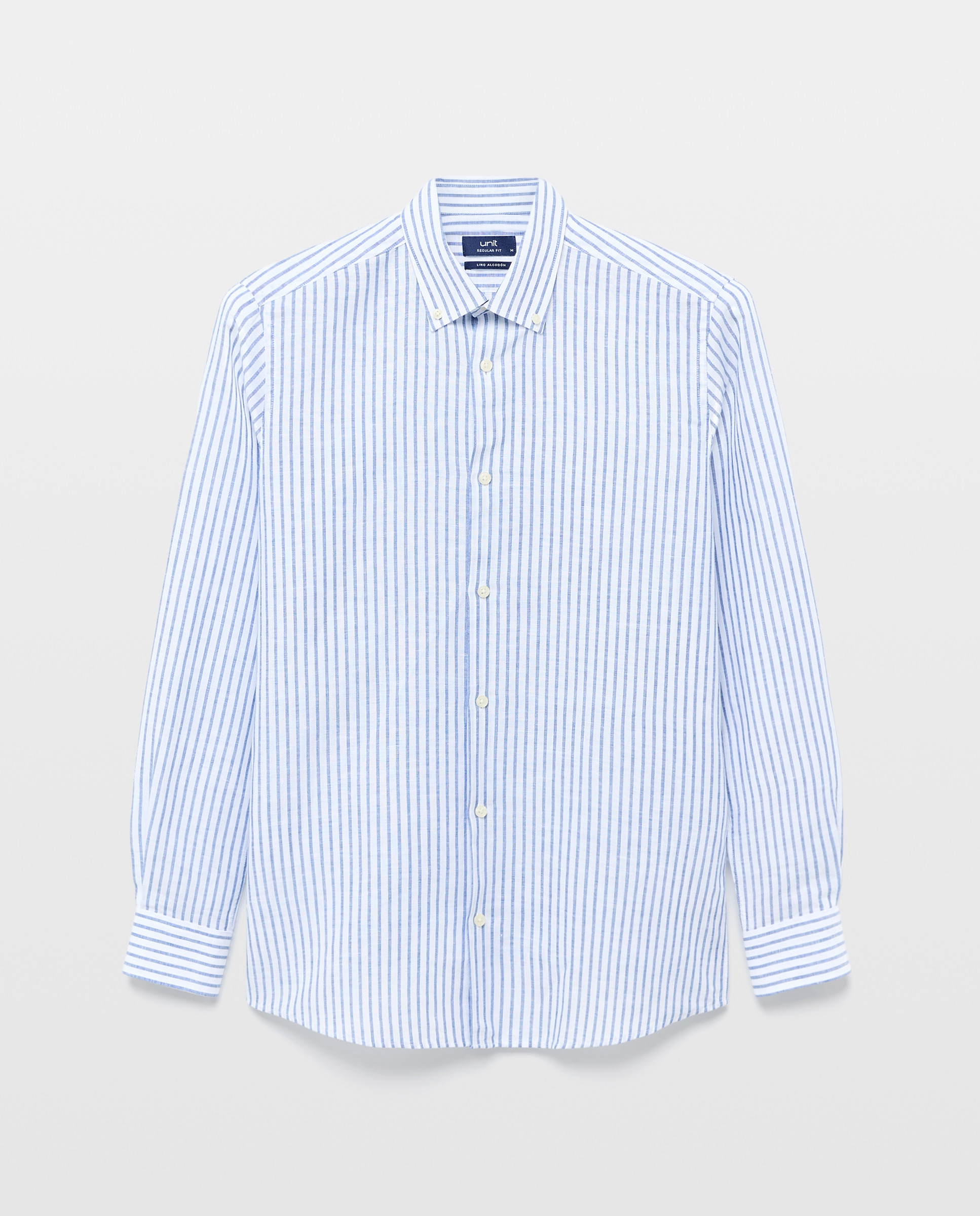Camisa sport hombre lino y algodon rayas Blanco-4