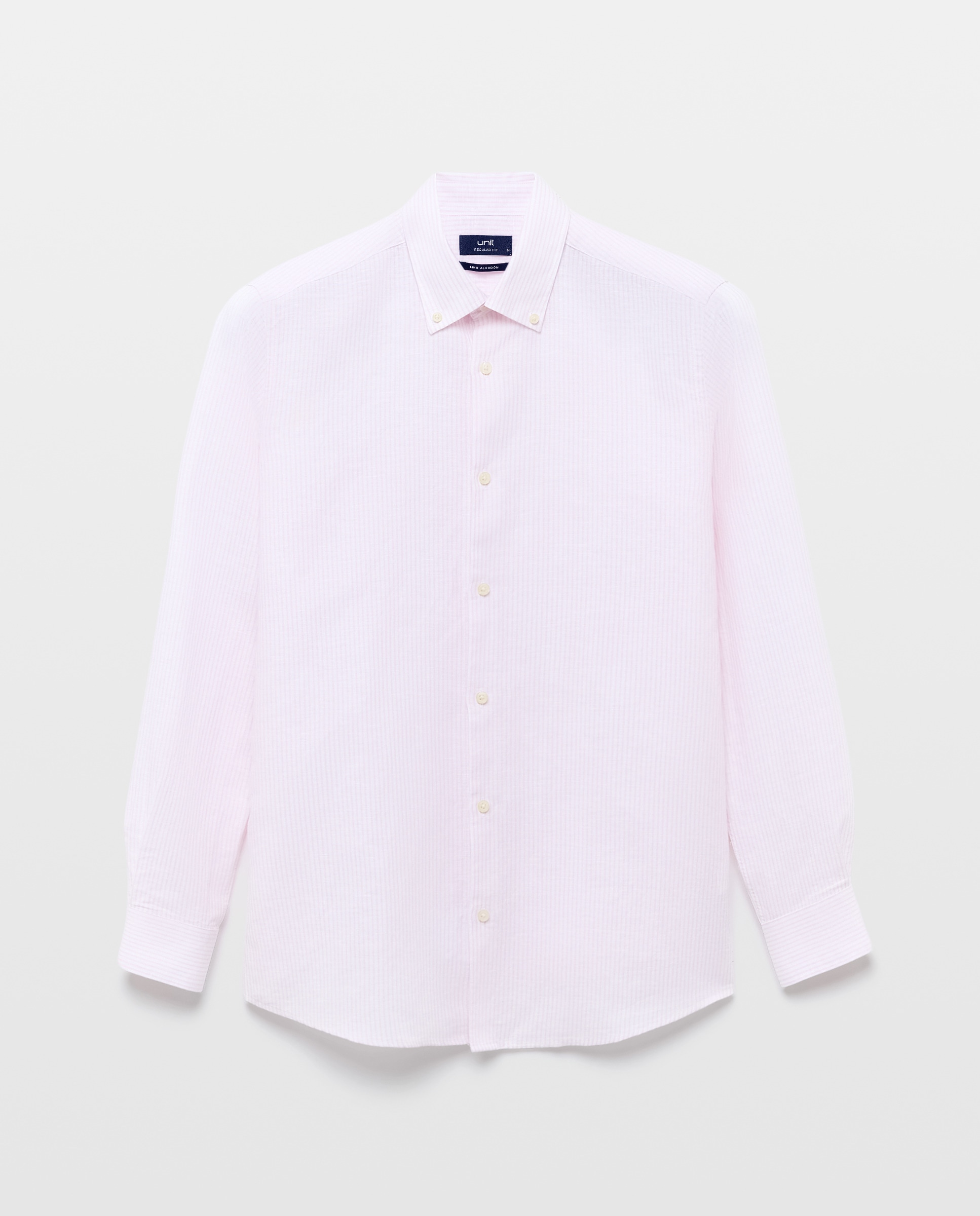 Camisa sport hombre lino y algodon rayas 200 Rosa-4