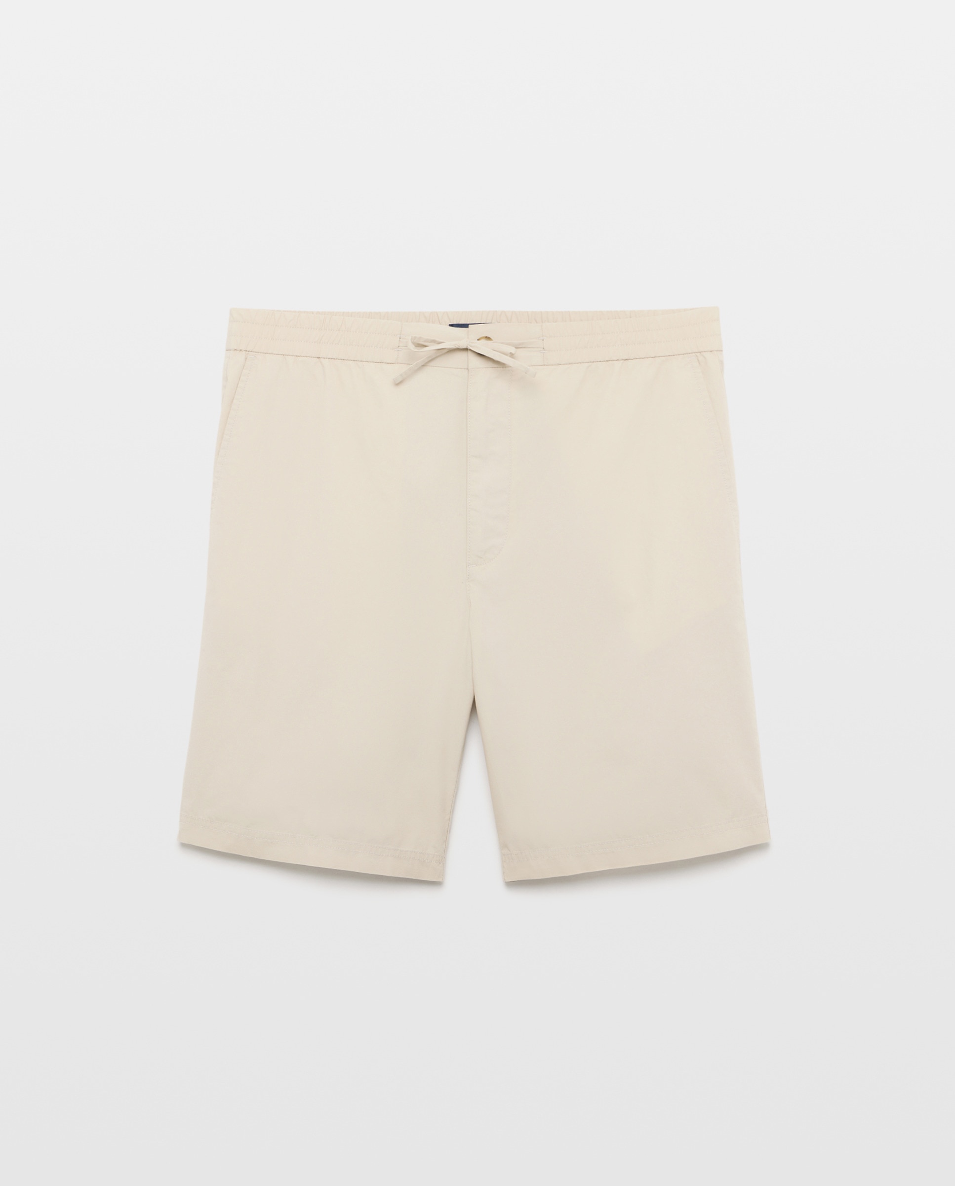 Bermuda hombre chino con goma popelin Visón claro-4