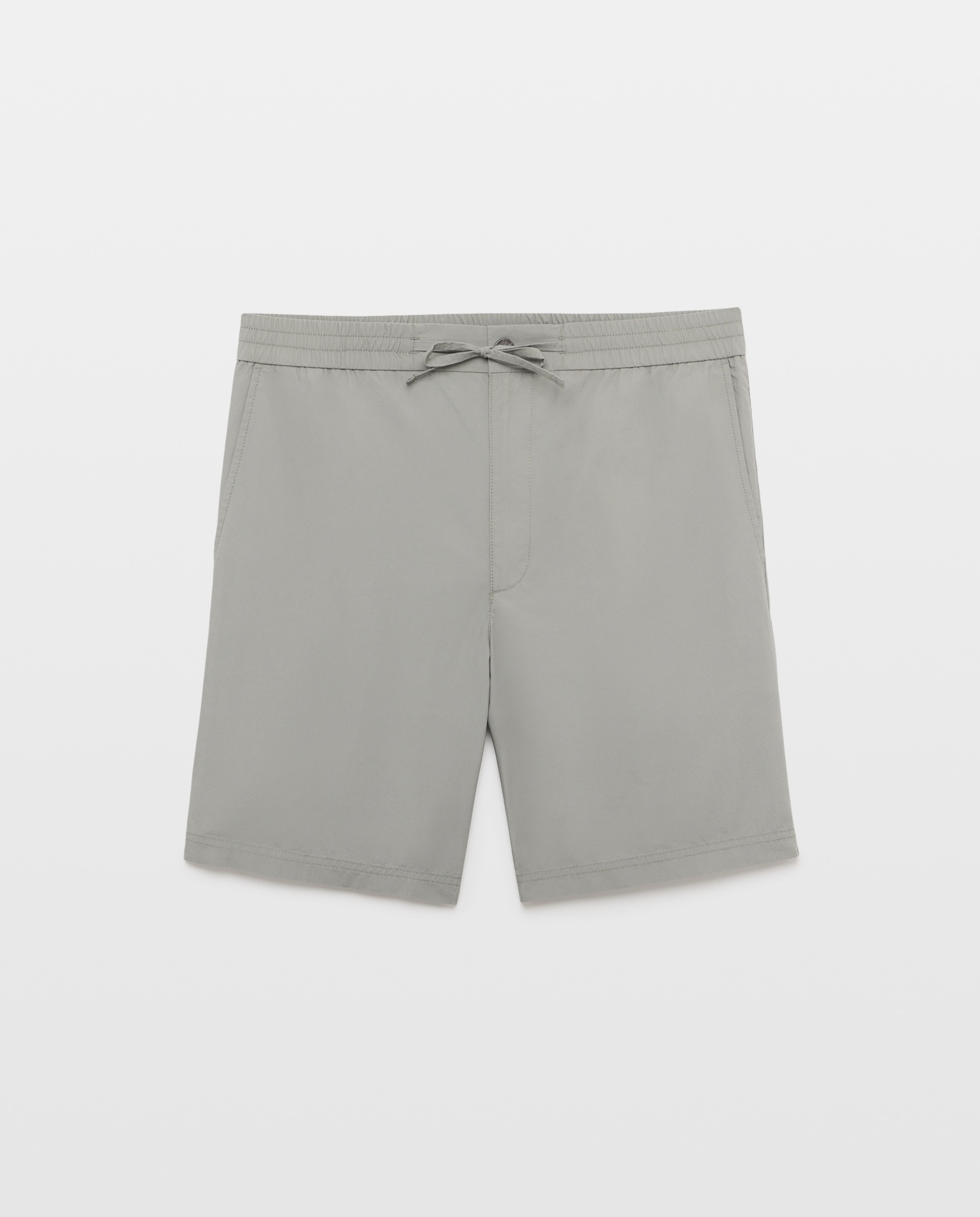 Bermuda hombre chino con goma popelin Verde-4