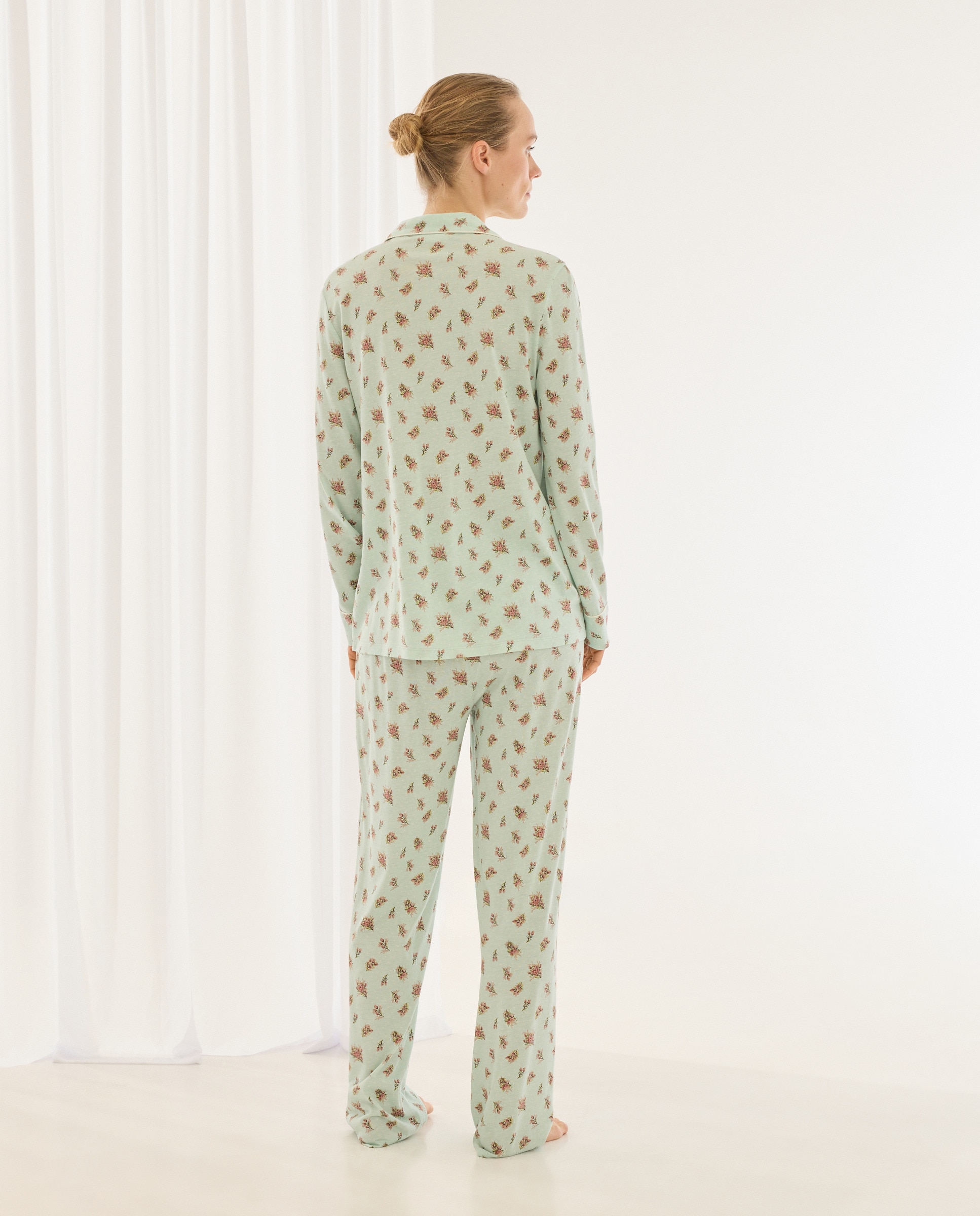 Pijama Camiseiro Estampado Verde-2