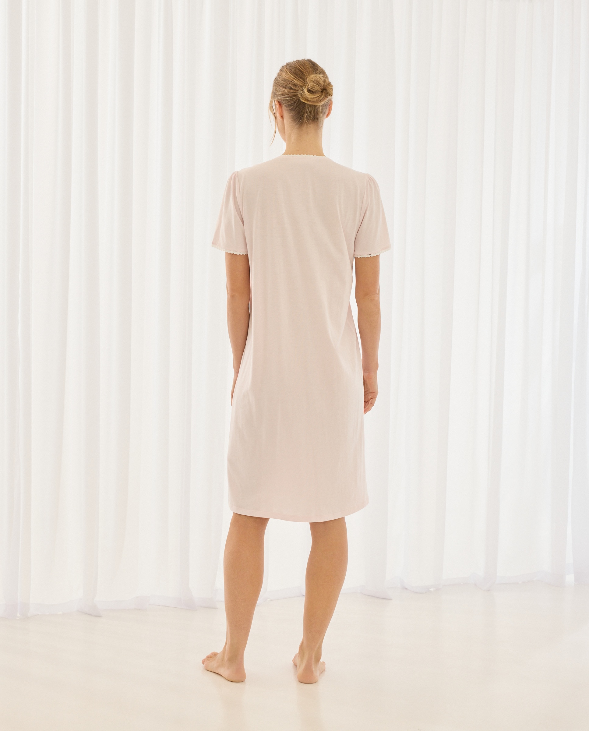 Camisa de Dormir com Carcela Floral Rosa-2