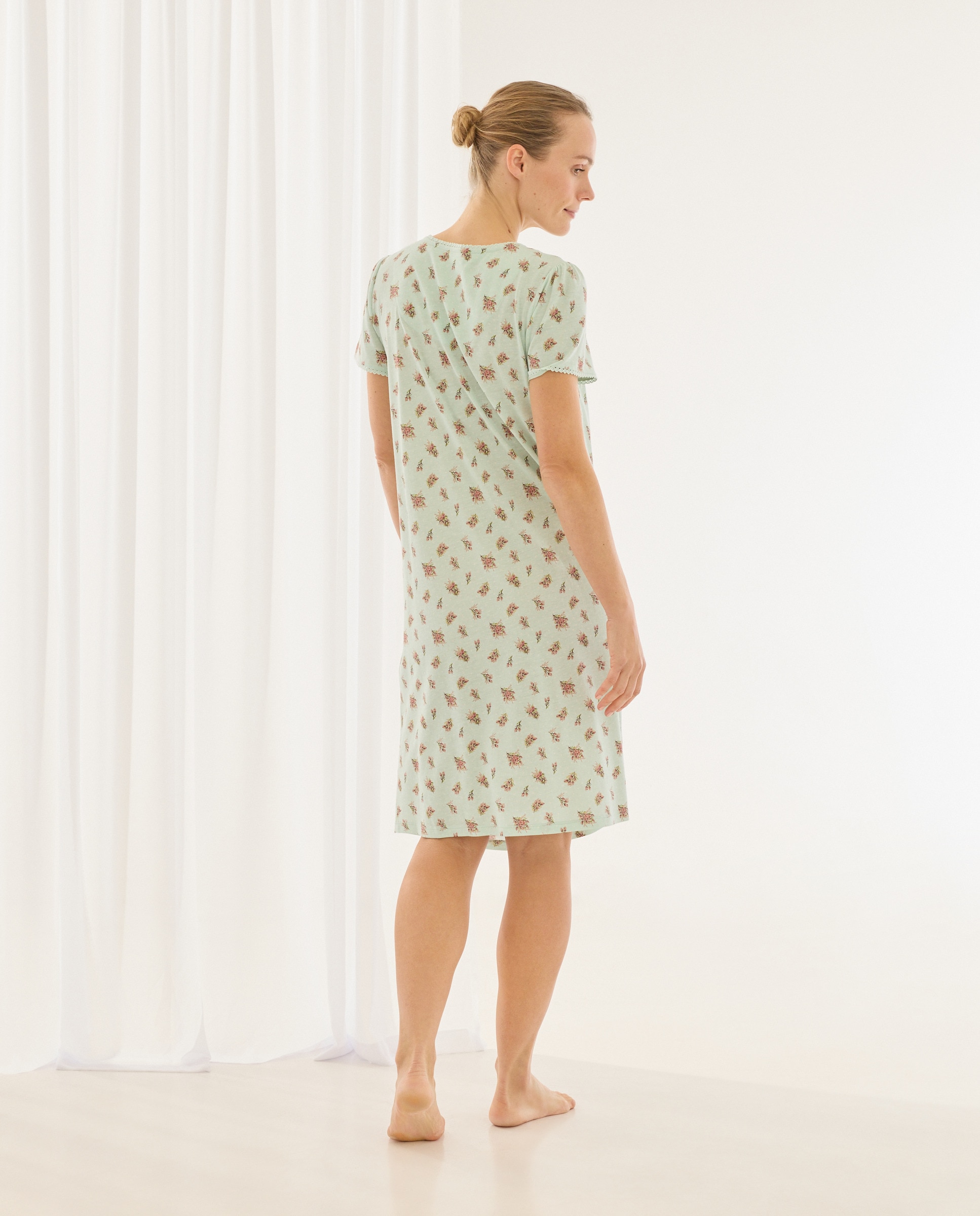 Camisa de dormir curta estampada Verde-2