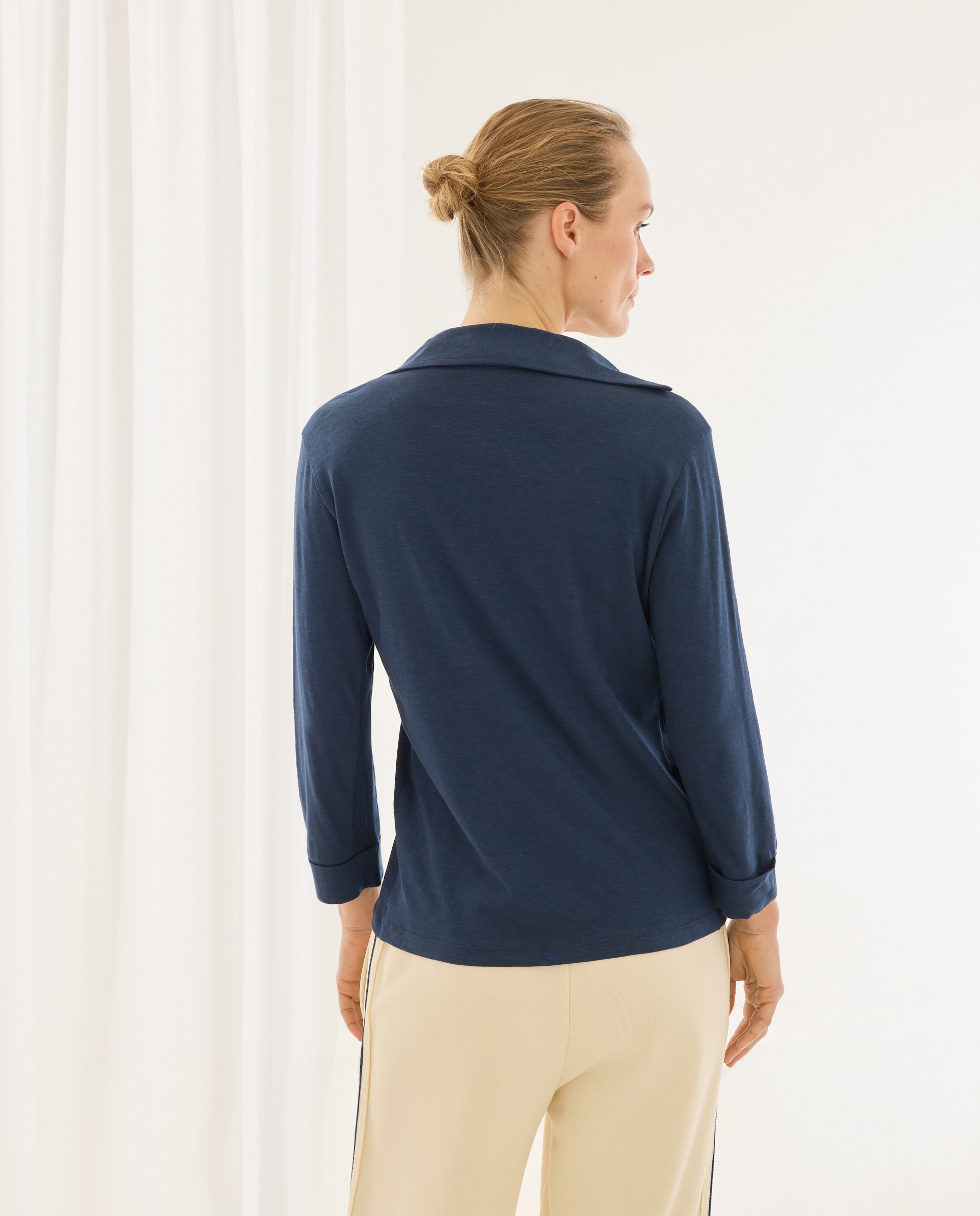 Sobrecamisa Lisa com Bolsos 430 Azul Escuro-3